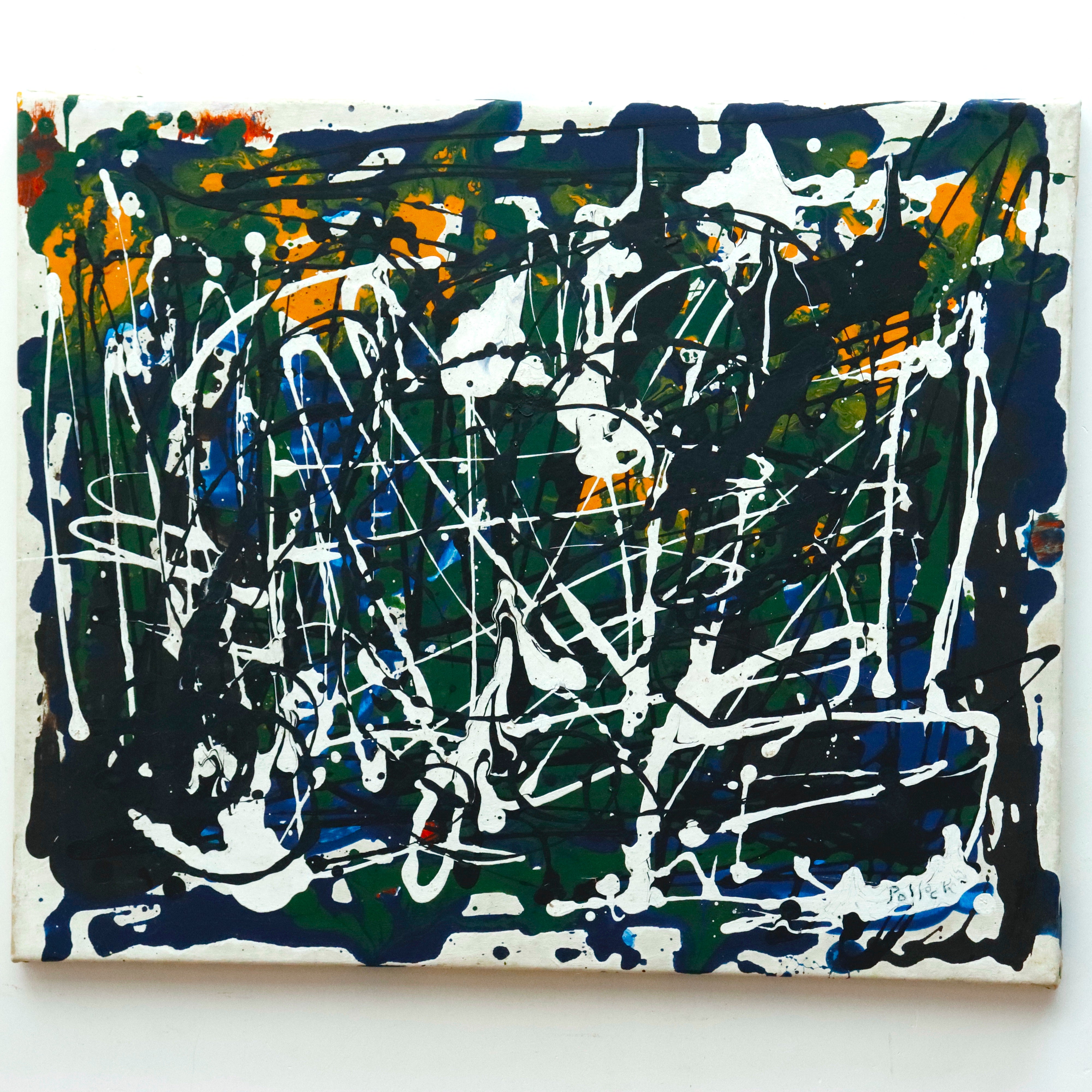 AW031: After Jackson Pollack Abstract Expressionist Drip Technique Painting