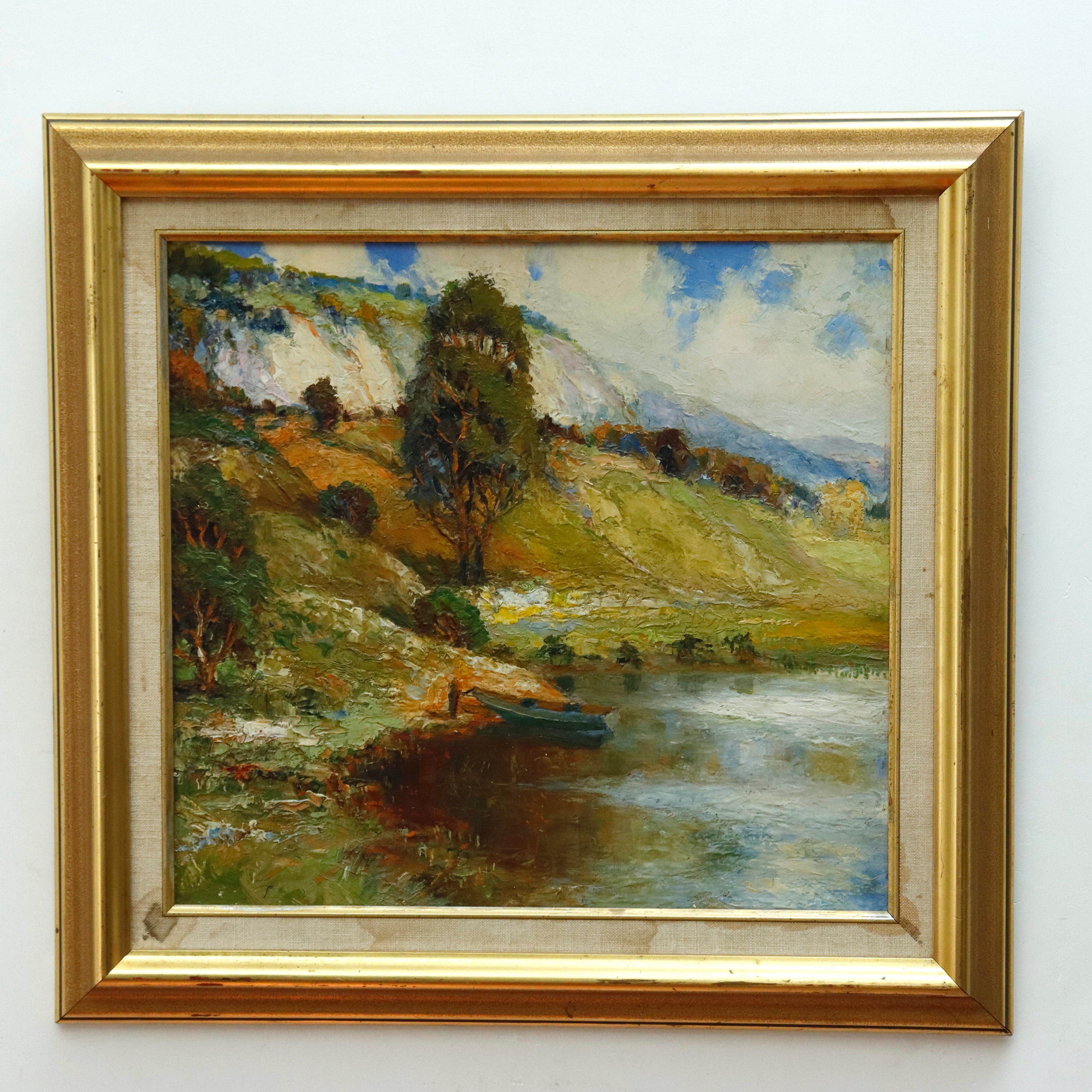 AW045: Impressionist Oil on Board Landscape Painting