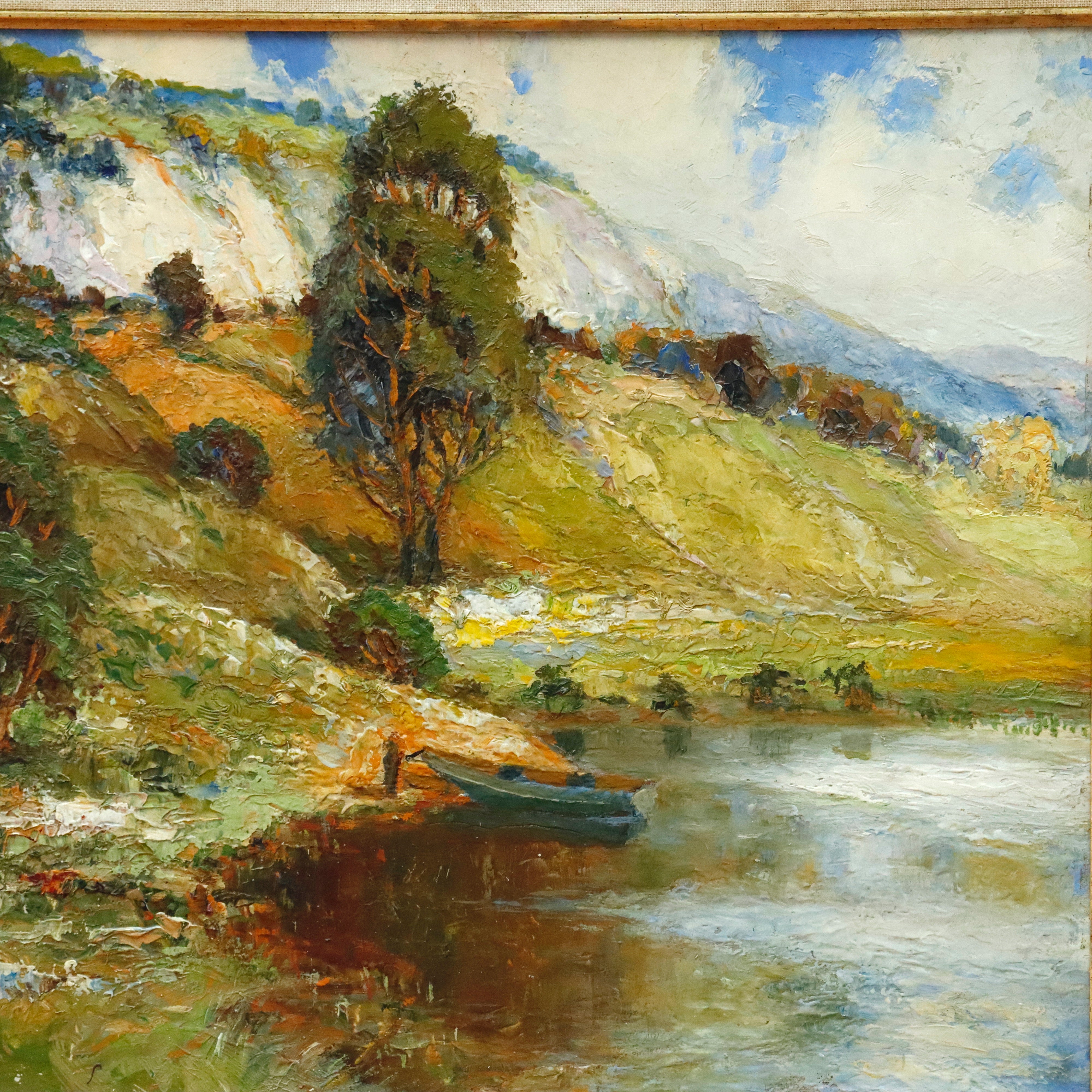 AW045: Impressionist Oil on Board Landscape Painting