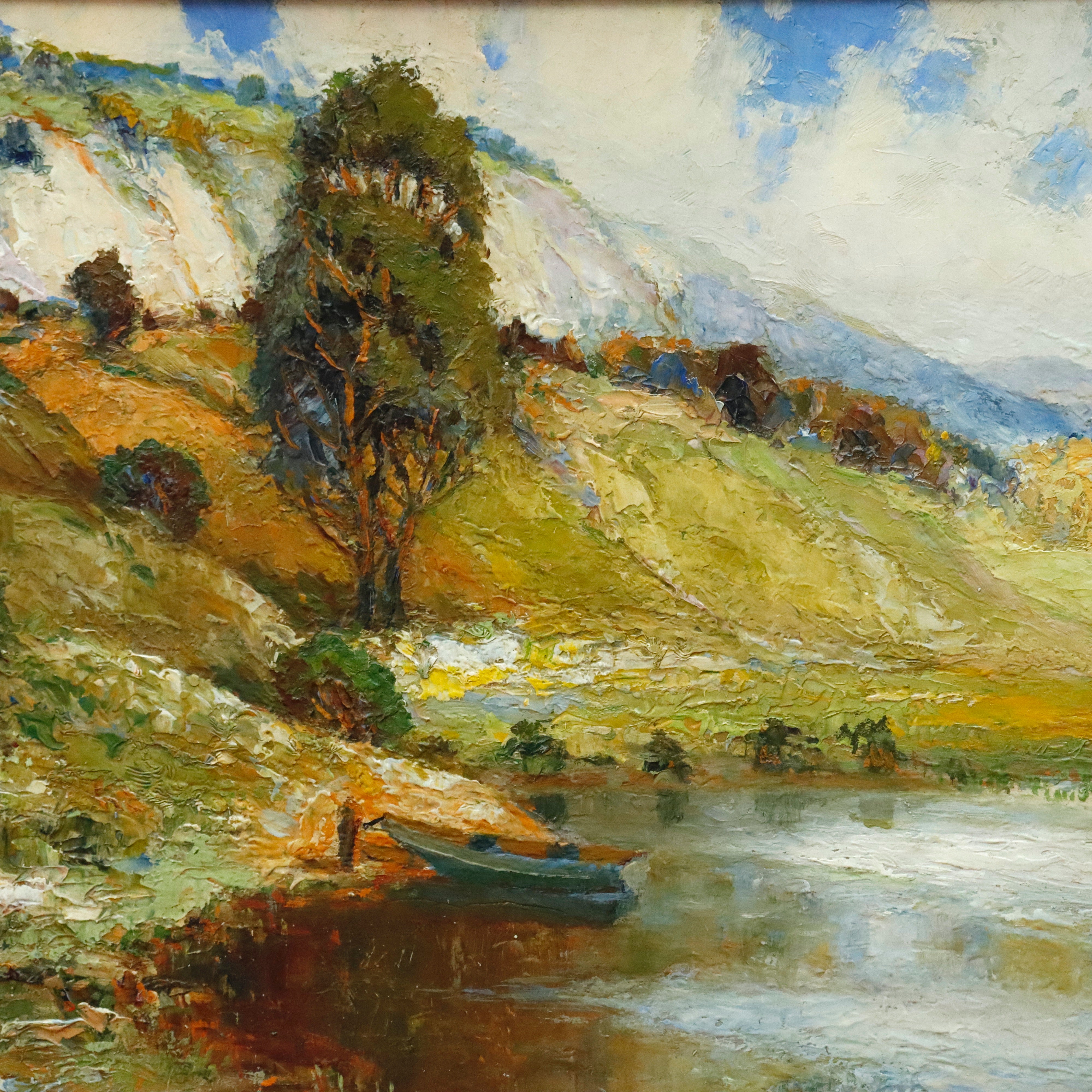 AW045: Impressionist Oil on Board Landscape Painting