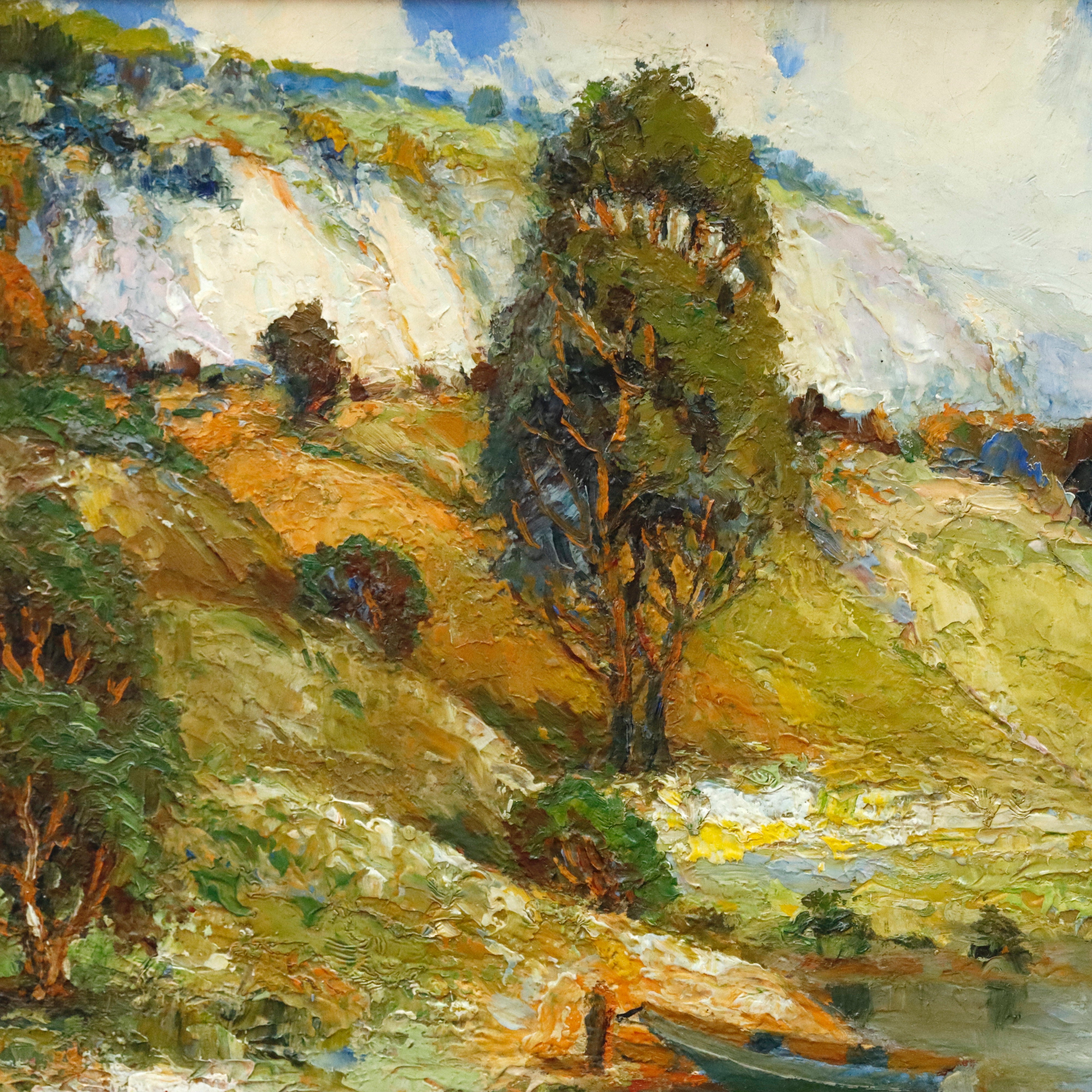 AW045: Impressionist Oil on Board Landscape Painting