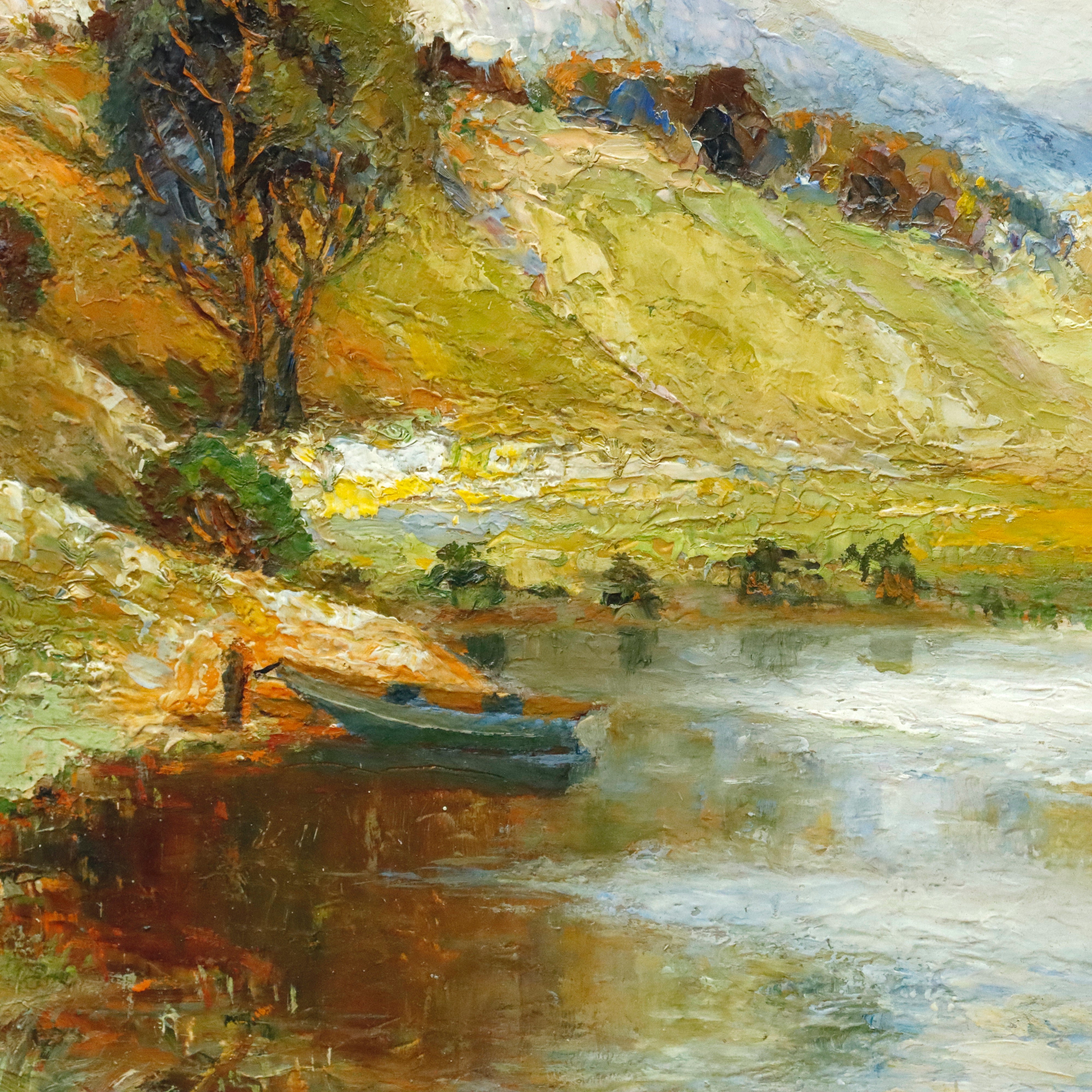 AW045: Impressionist Oil on Board Landscape Painting