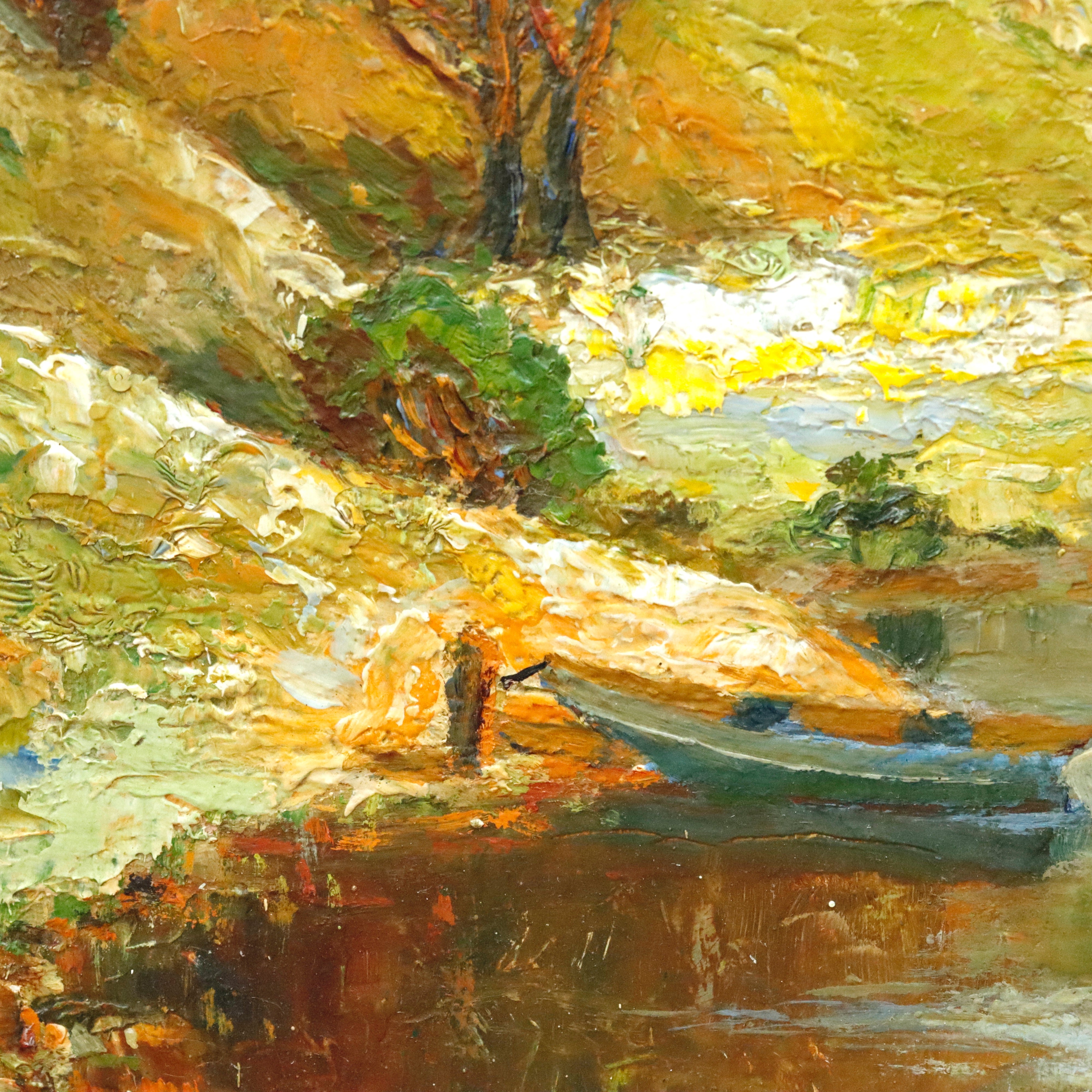 AW045: Impressionist Oil on Board Landscape Painting