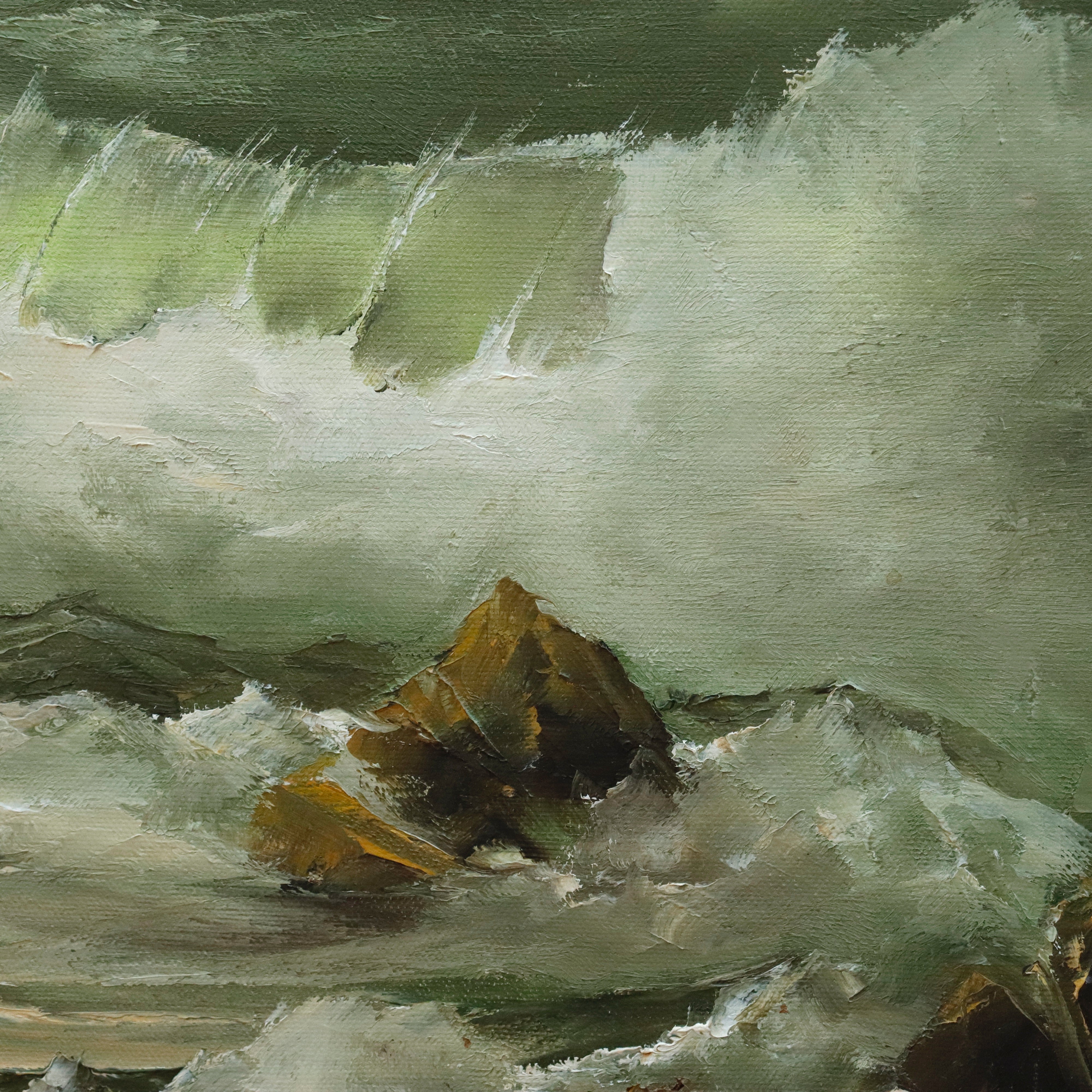 AW054: Kay Kittle Crashing Waves Oil on Canvas Painting American 20th Century