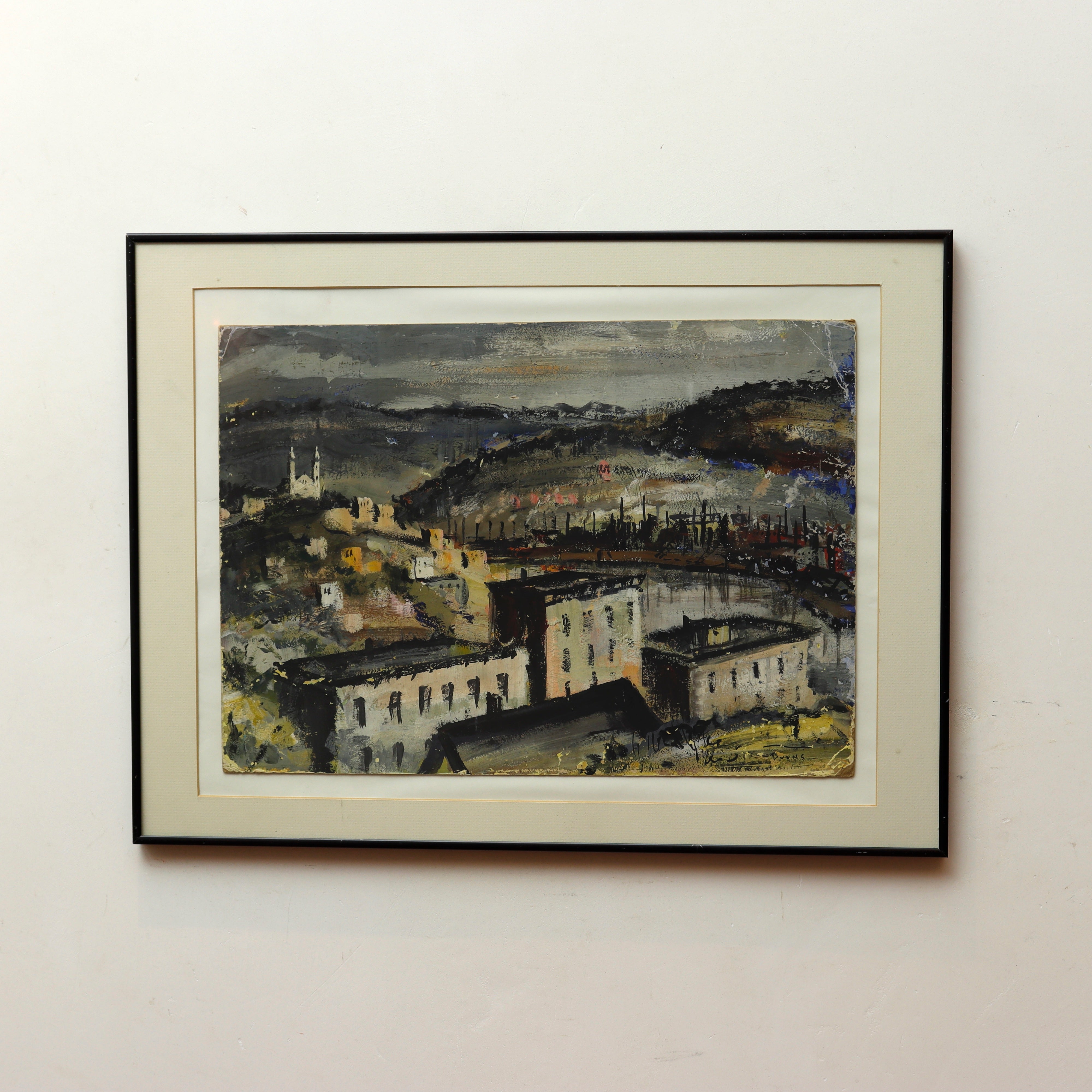 Burns Gouache on Paper Board City Birdseye View | Work of Man