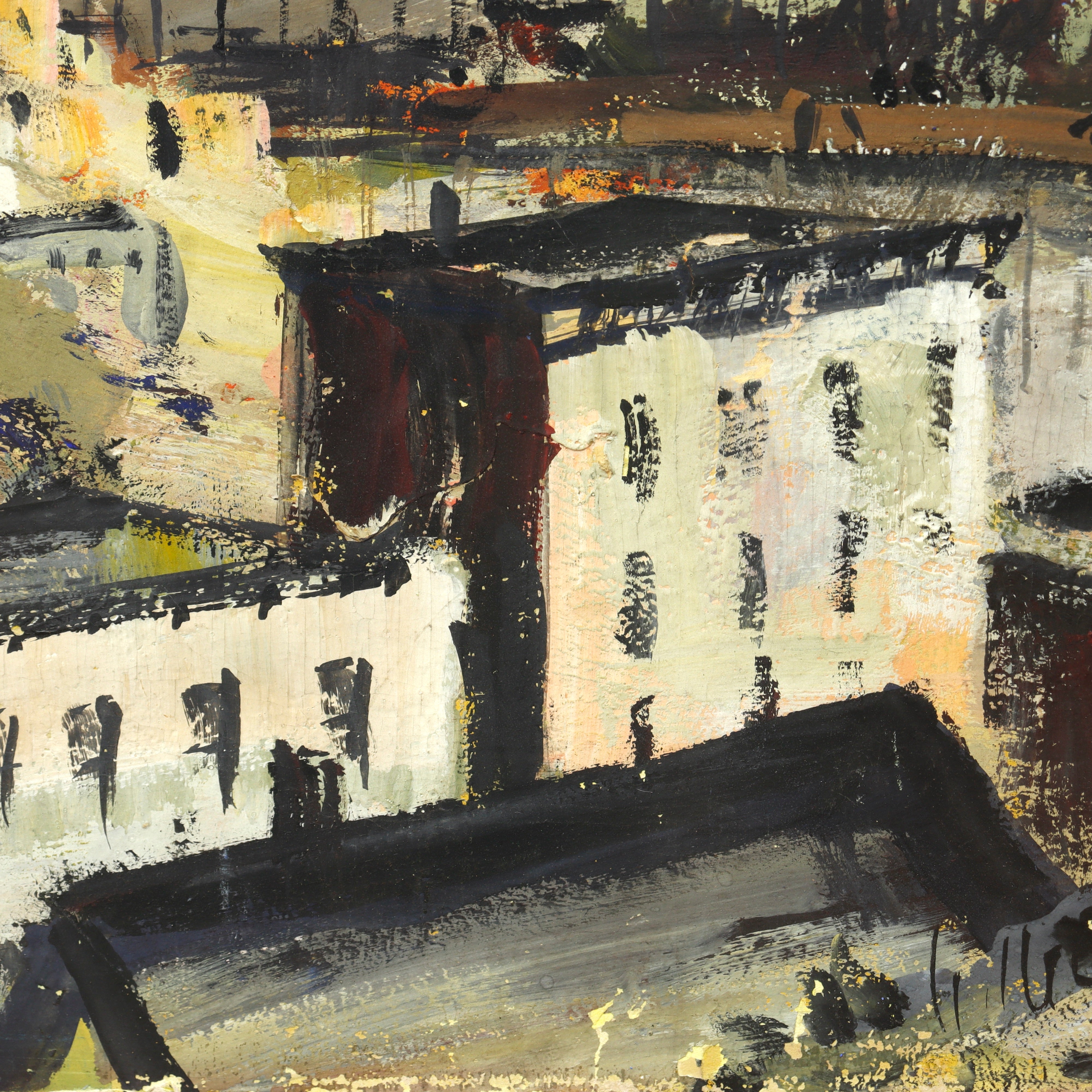 AW4-014: Burns Gouache on Paper Board City Birdseye View