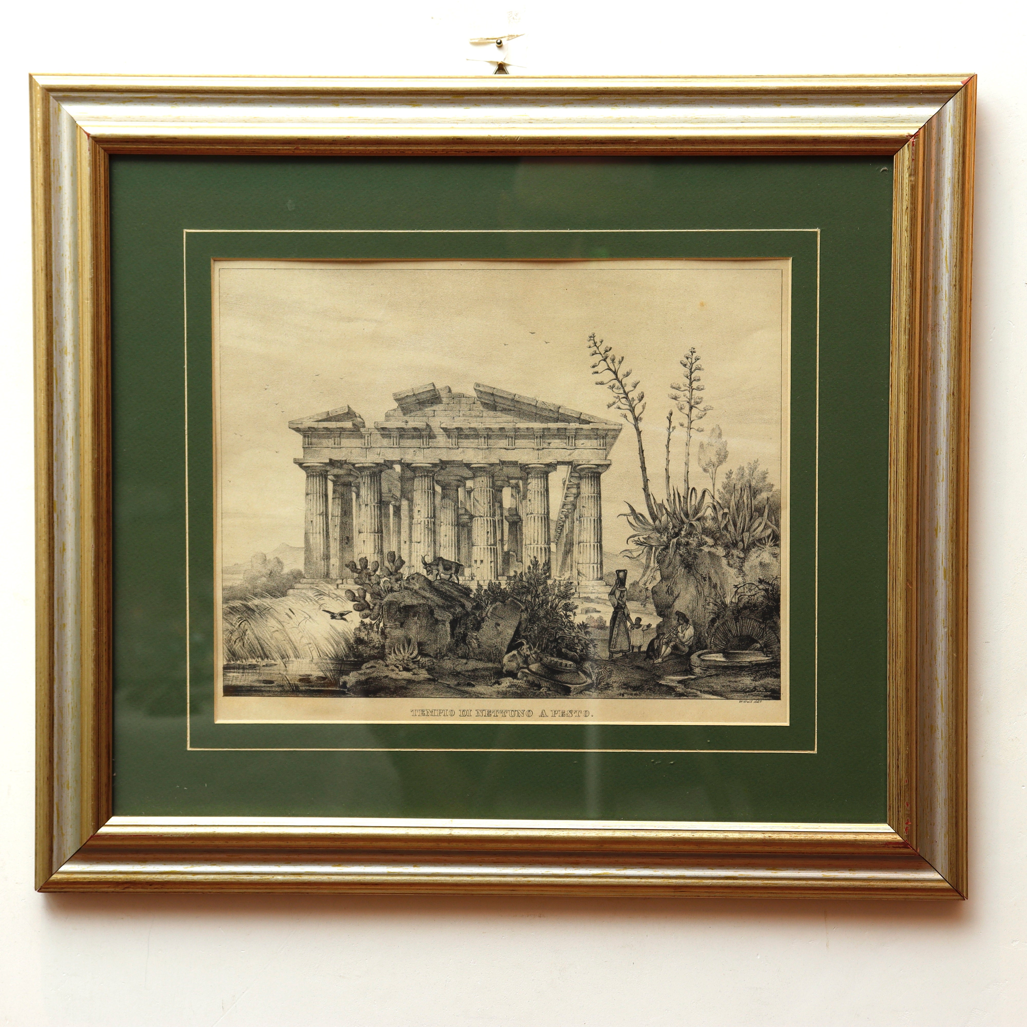 AW7-040: W. Gail Early 19th Century Coordinating Pair of Engravings of Tempio Di Nettuno in Pesto
