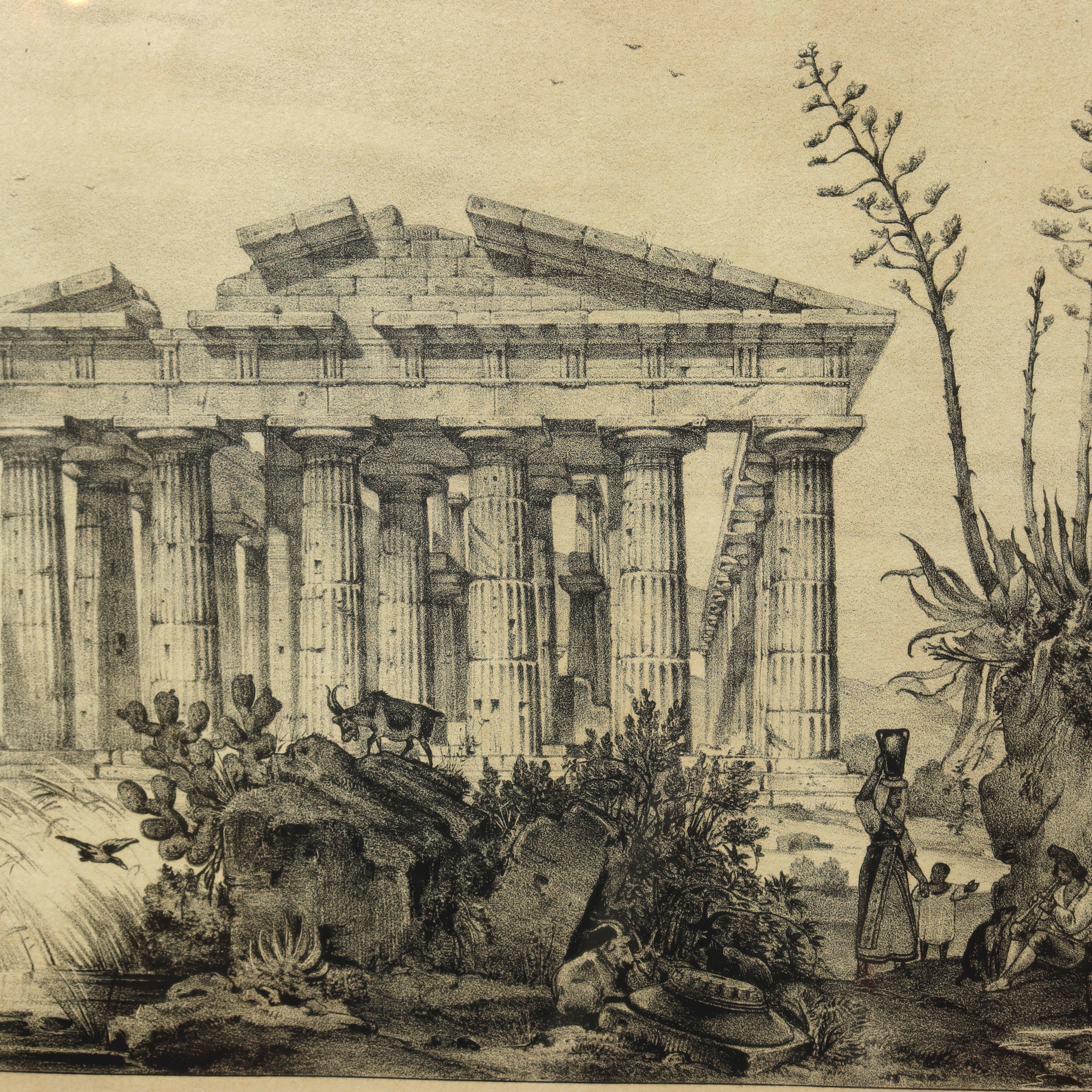 AW7-040: W. Gail Early 19th Century Coordinating Pair of Engravings of Tempio Di Nettuno in Pesto