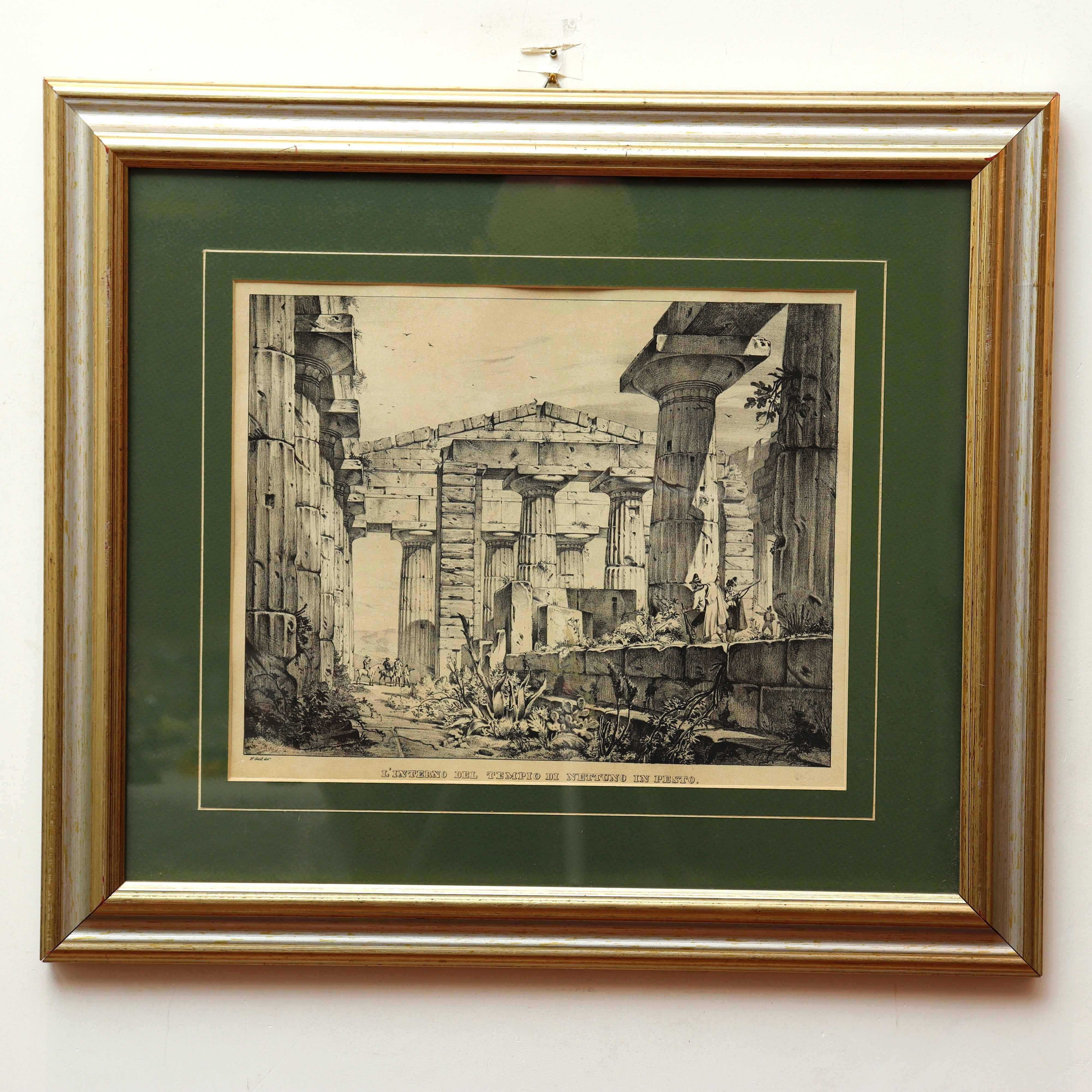 AW7-040: W. Gail Early 19th Century Coordinating Pair of Engravings of Tempio Di Nettuno in Pesto