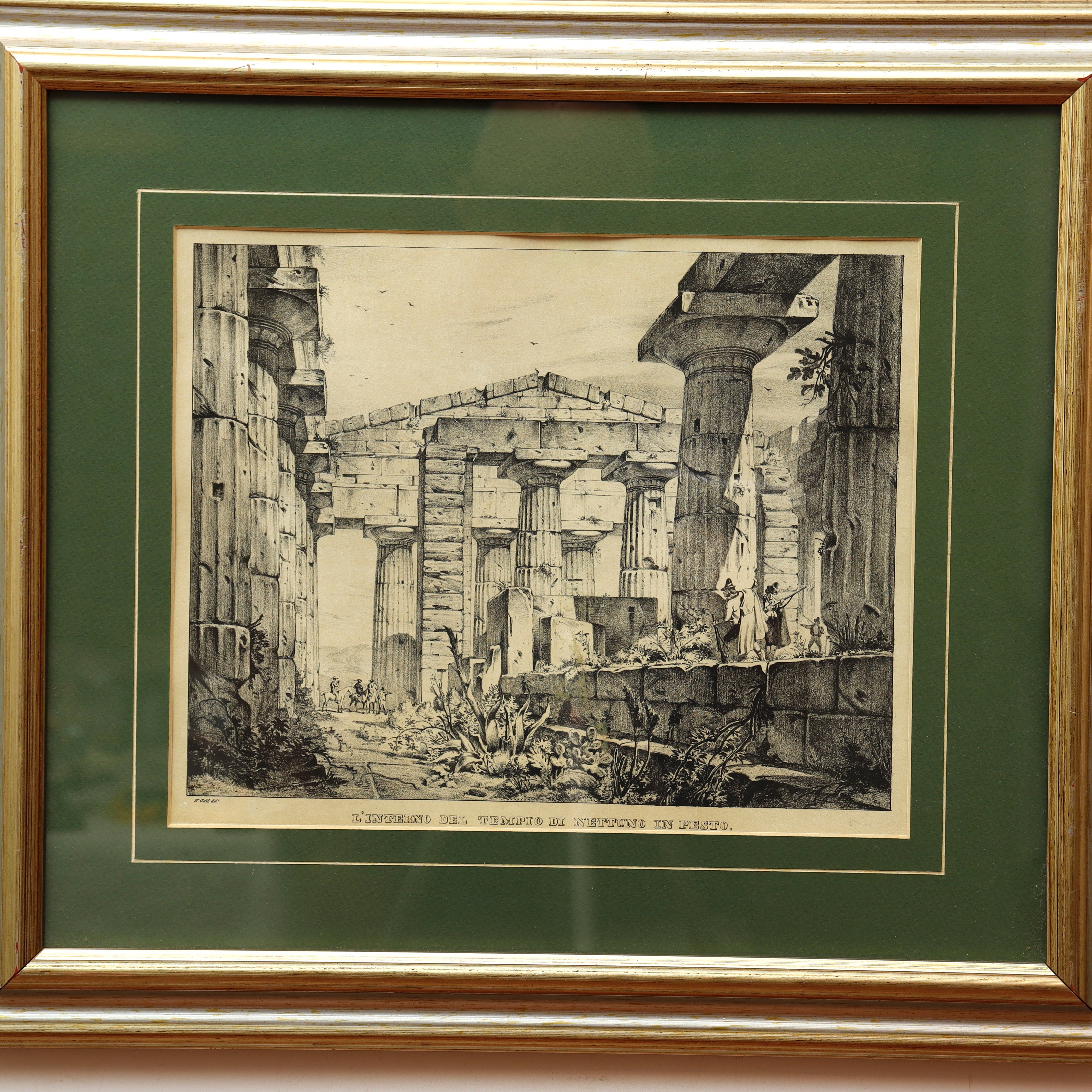 AW7-040: W. Gail Early 19th Century Coordinating Pair of Engravings of Tempio Di Nettuno in Pesto