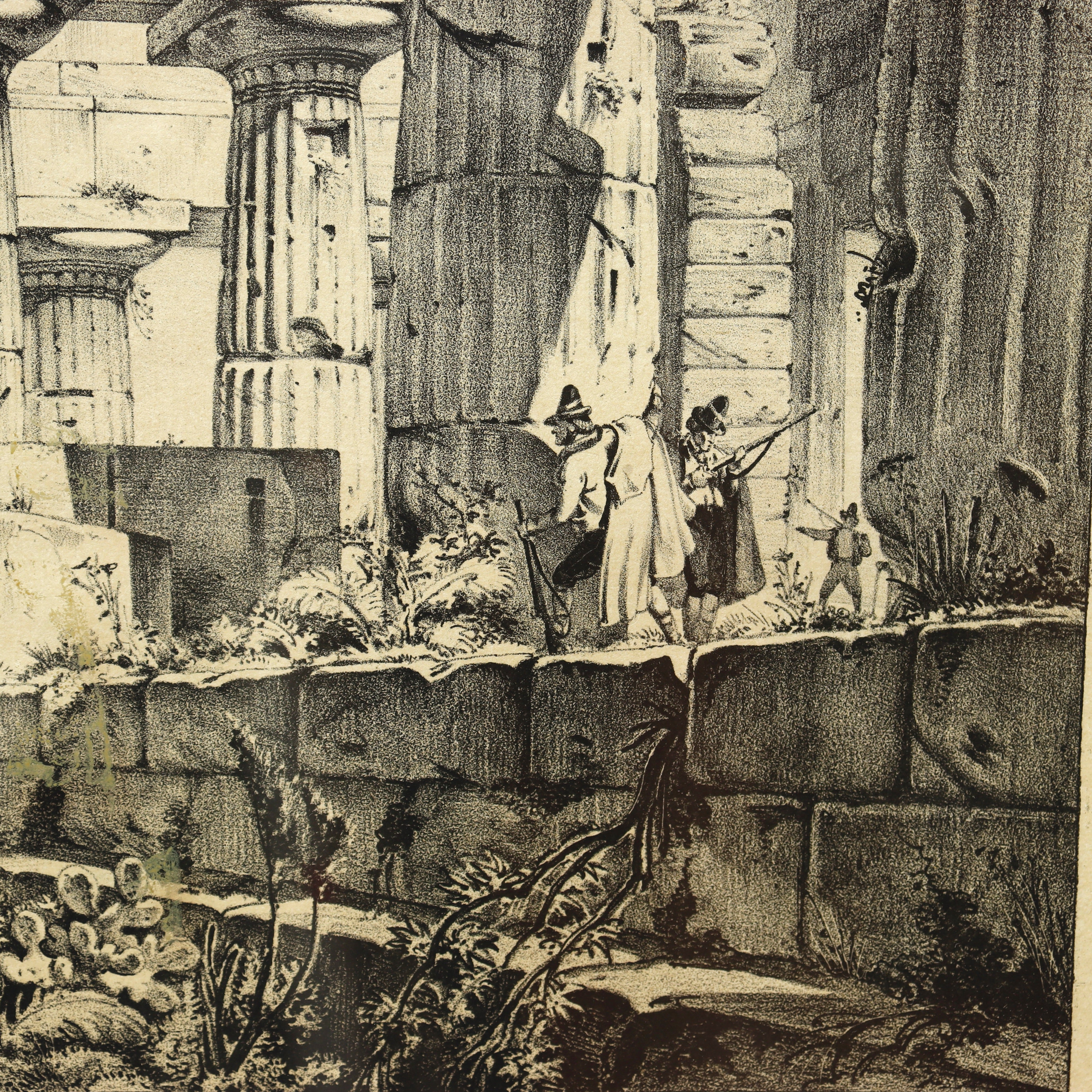 AW7-040: W. Gail Early 19th Century Coordinating Pair of Engravings of Tempio Di Nettuno in Pesto