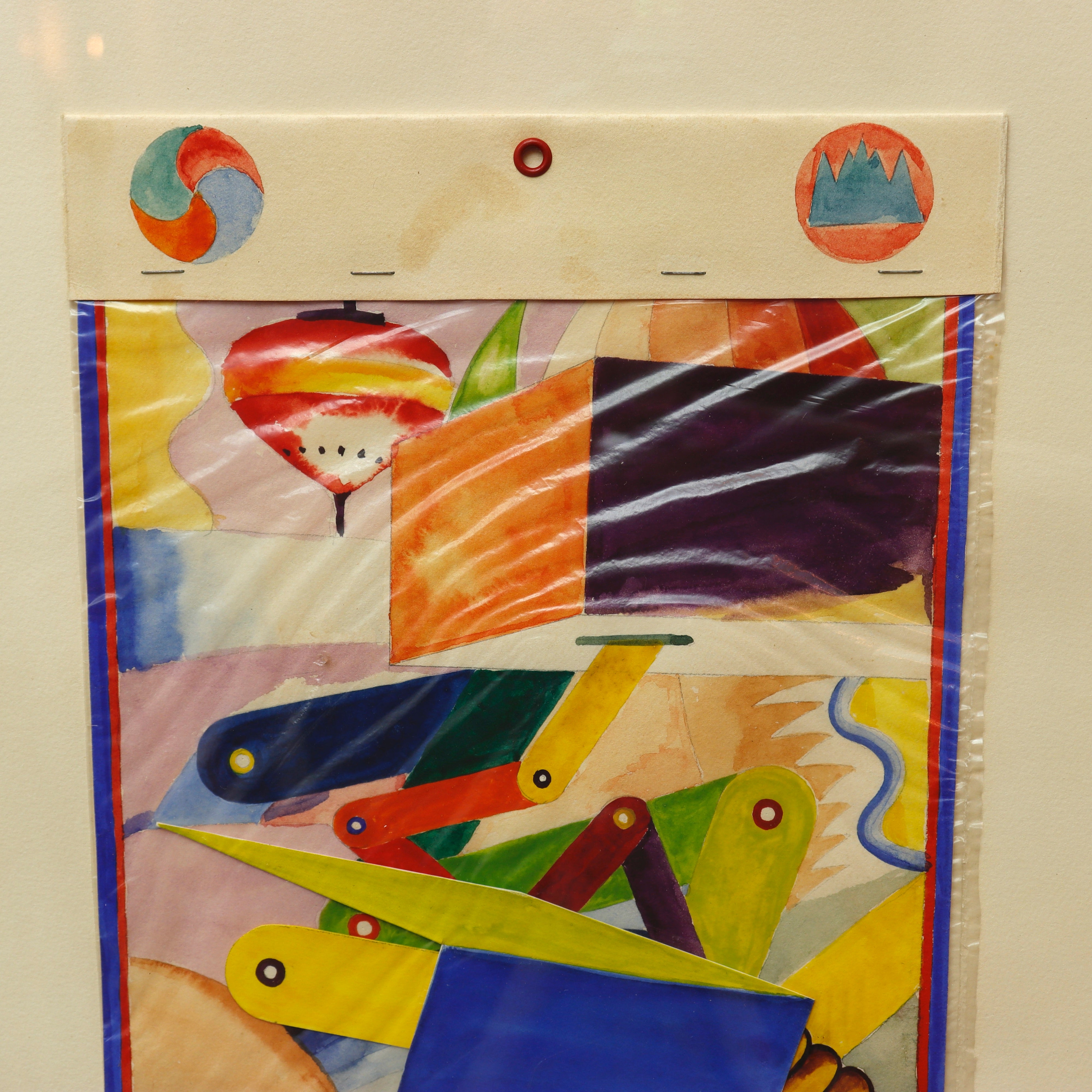 AW13-429:  HAROLD SCHLOTZHAUER - GEOMETRIC WHIMSY - MID 20TH C MIXED MEDIA