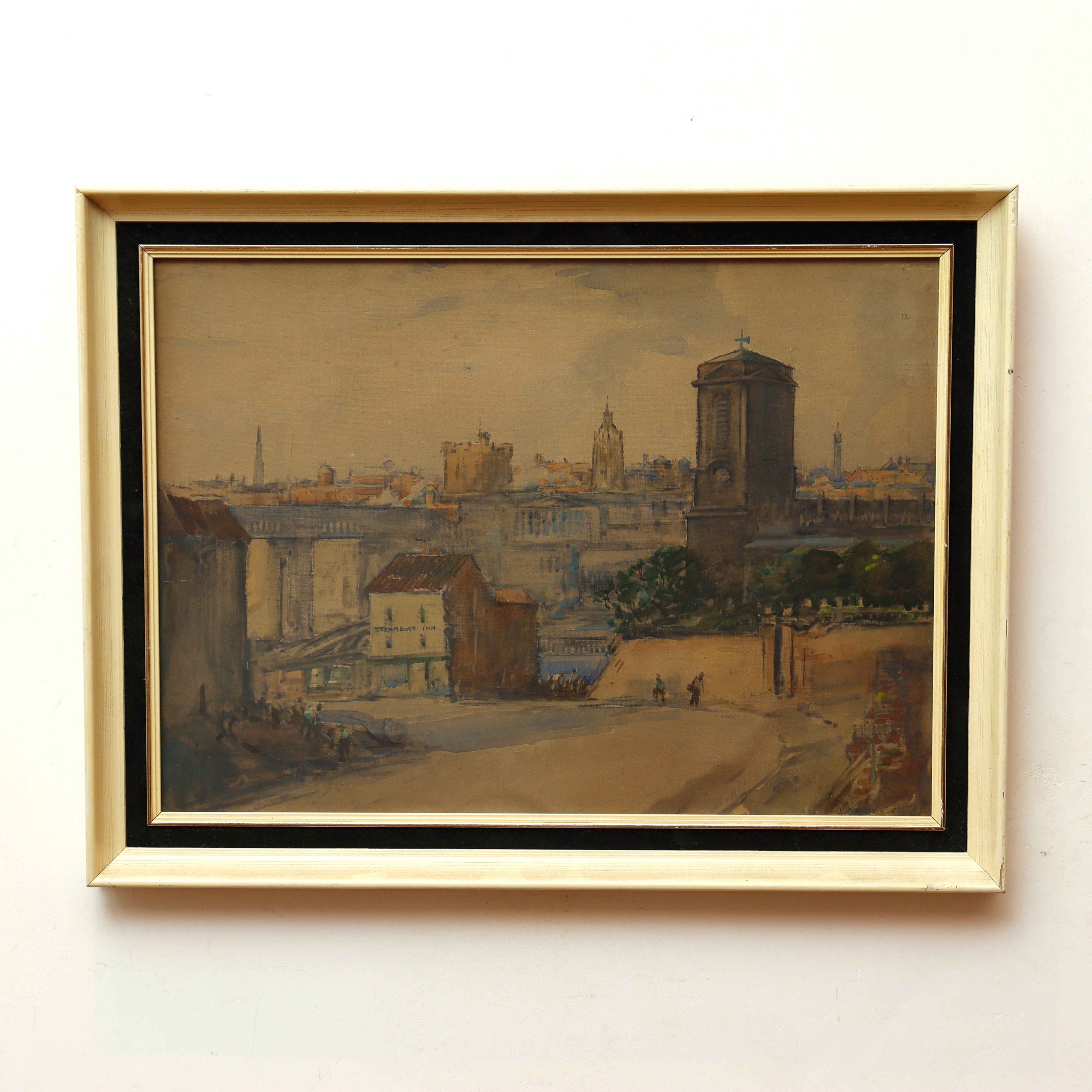 John Arthur Dees Newcastle From Gateshead Upon Tyne Gouache on Paper Painting Circa 1910 | Work of Man