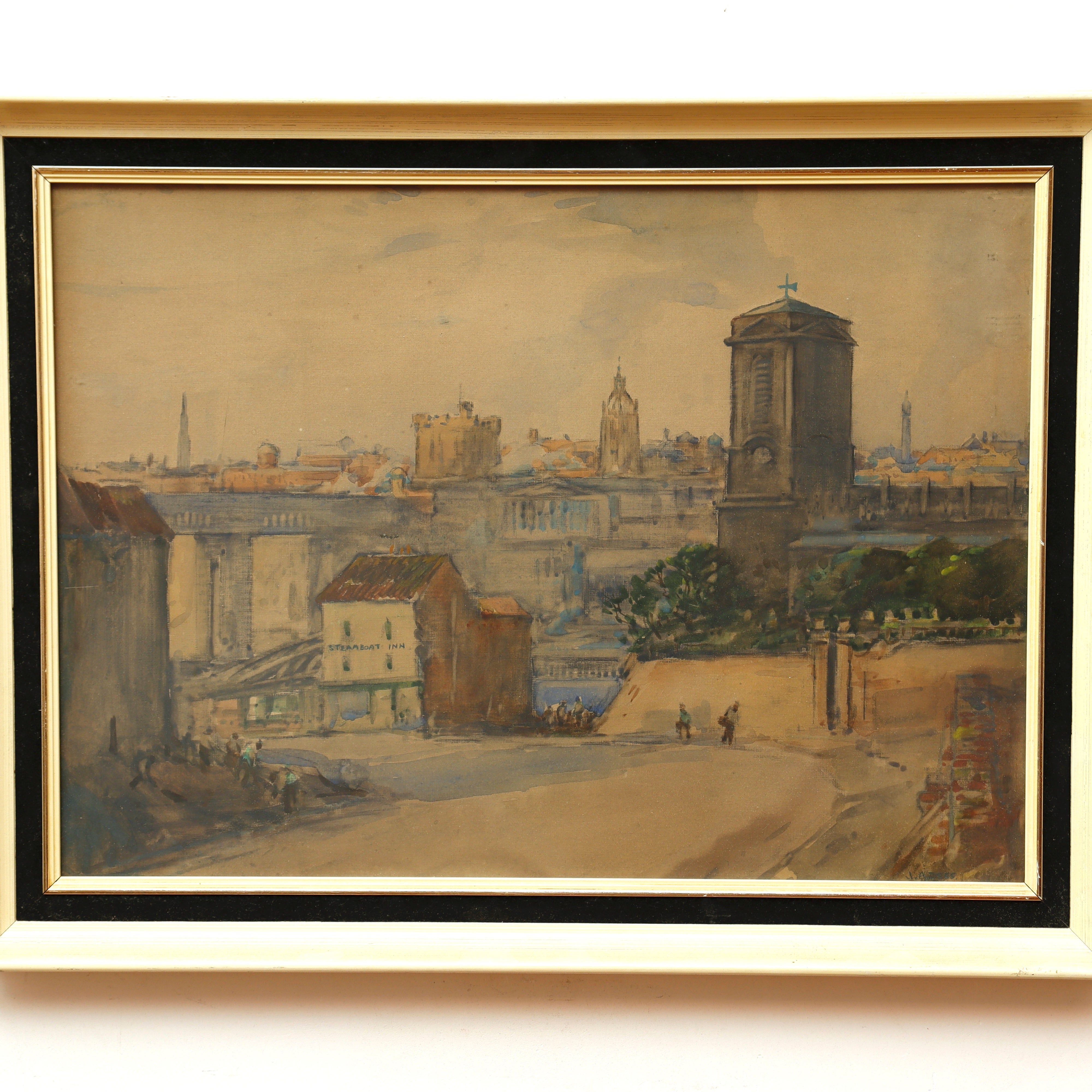 AW425: John Arthur Dees Newcastle From Gateshead Upon Tyne Gouache on Paper Painting Circa 1910