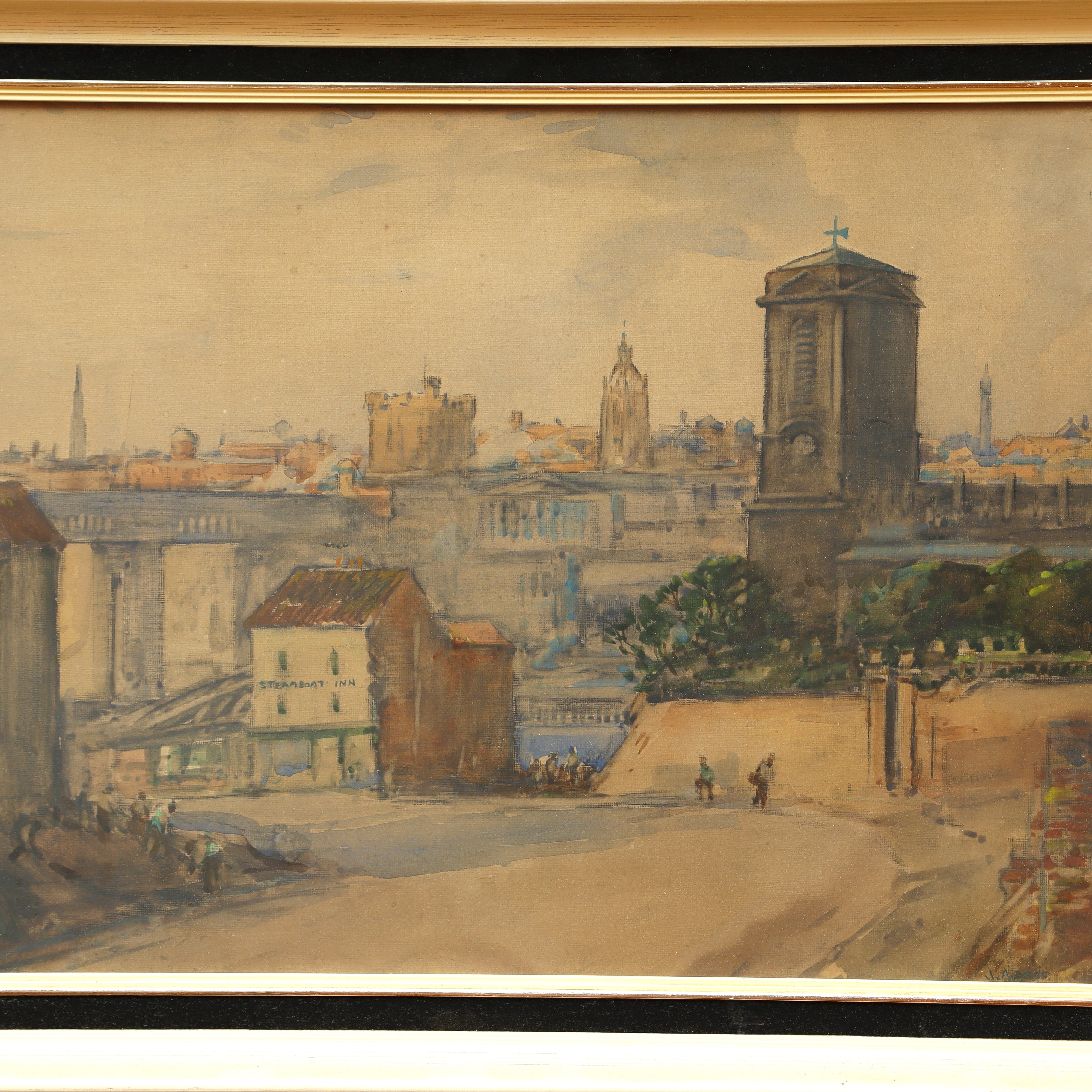 AW425: John Arthur Dees Newcastle From Gateshead Upon Tyne Gouache on Paper Painting Circa 1910
