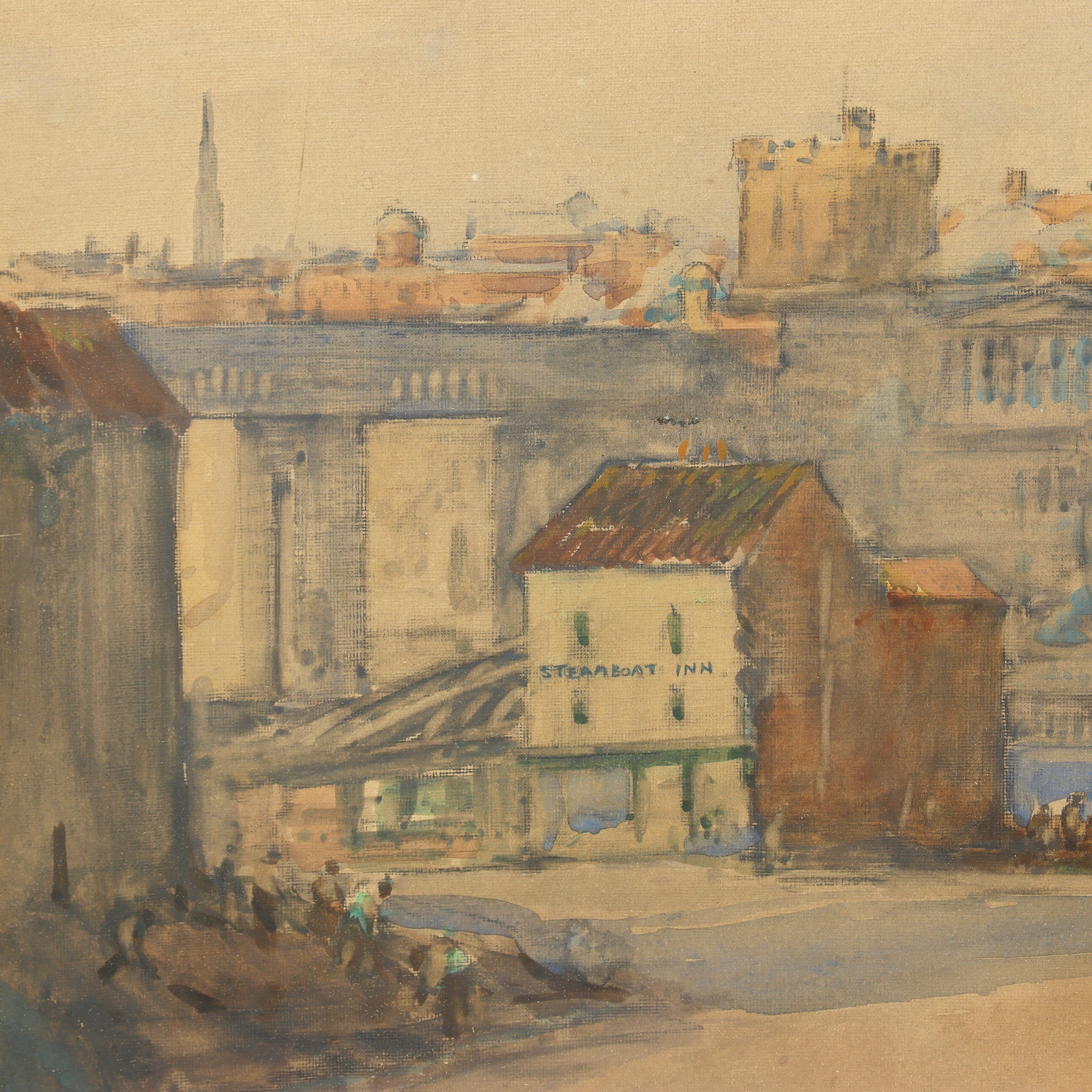 AW425: John Arthur Dees Newcastle From Gateshead Upon Tyne Gouache on Paper Painting Circa 1910