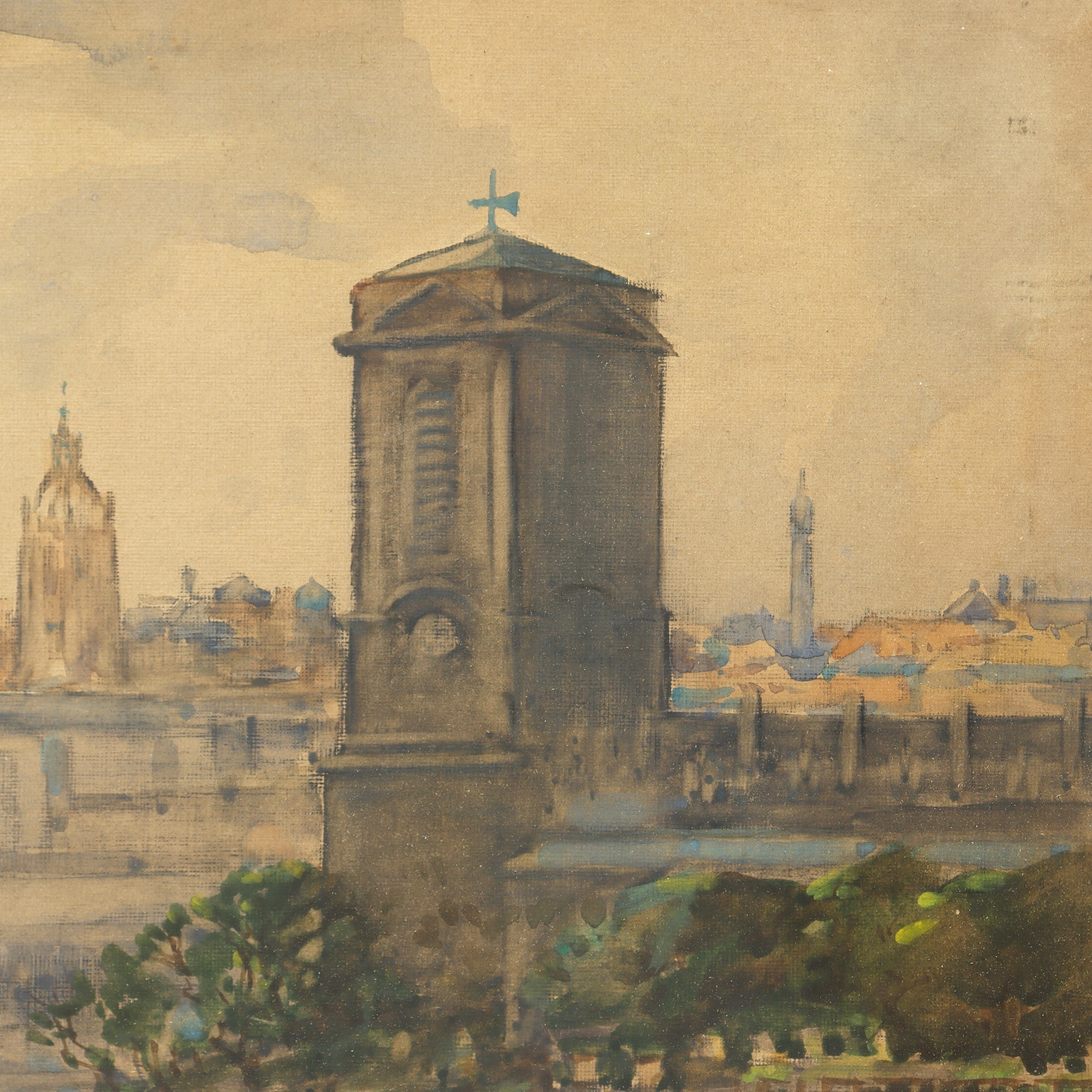 AW425: John Arthur Dees Newcastle From Gateshead Upon Tyne Gouache on Paper Painting Circa 1910