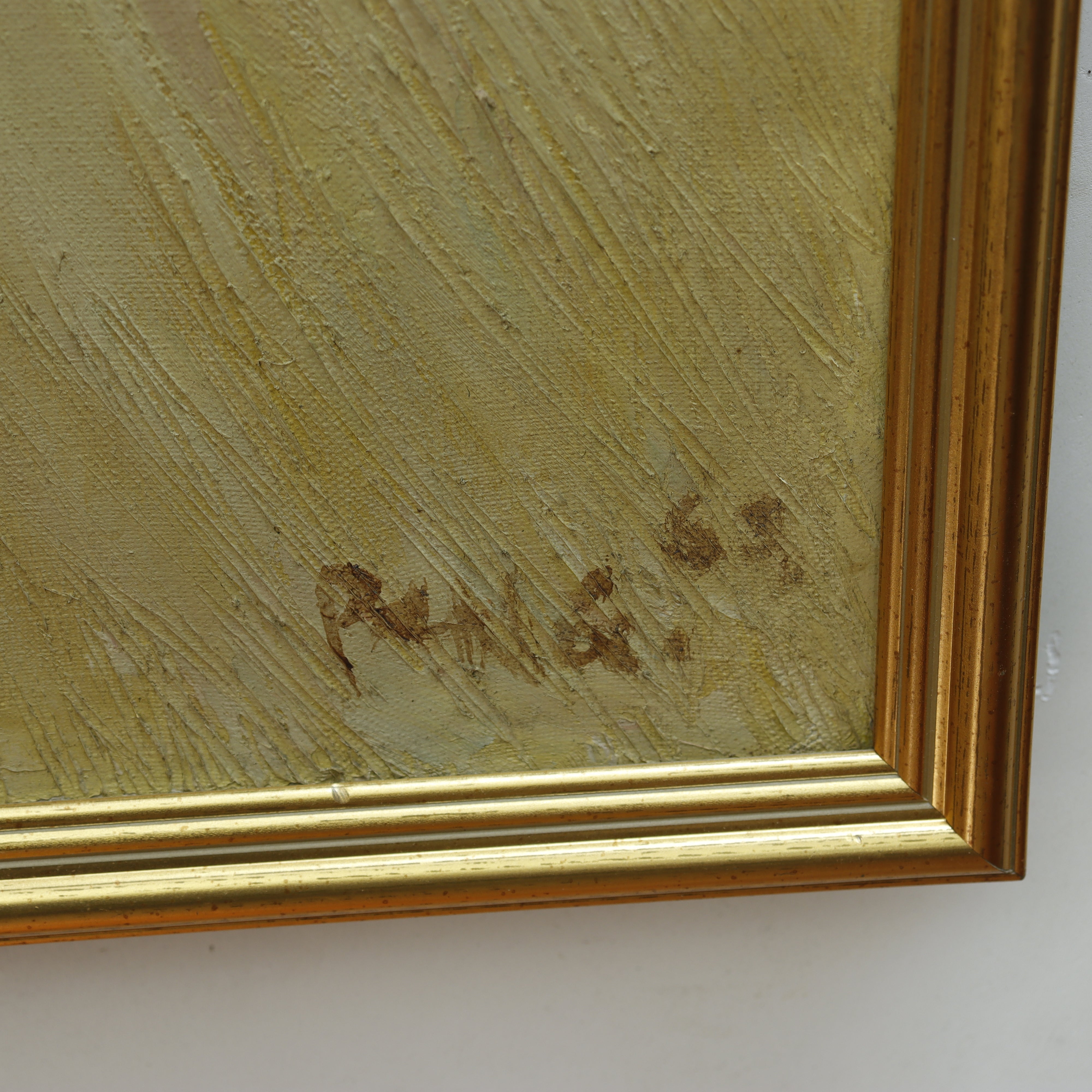 AW126: Man With Opium Pipe Signed Pam G '63 Oil on Canvas Painting