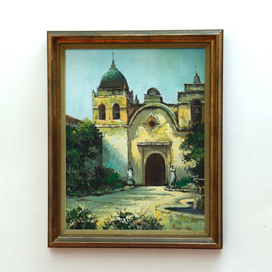 Carmel Mission Basilica Signed Joseph M Oil on Canvas | Work of Man