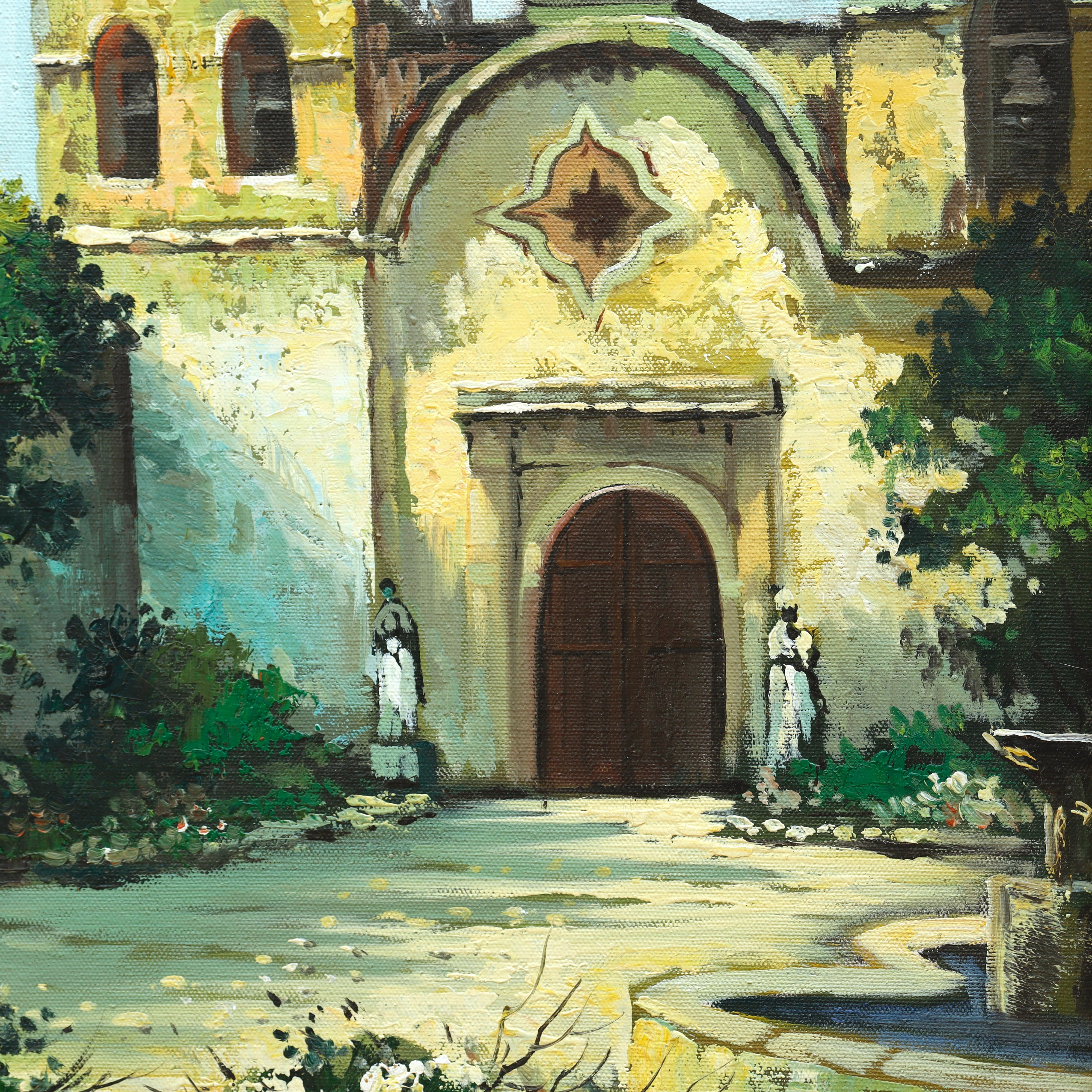 AW060: Carmel Mission Basilica Signed Joseph M Oil on Canvas