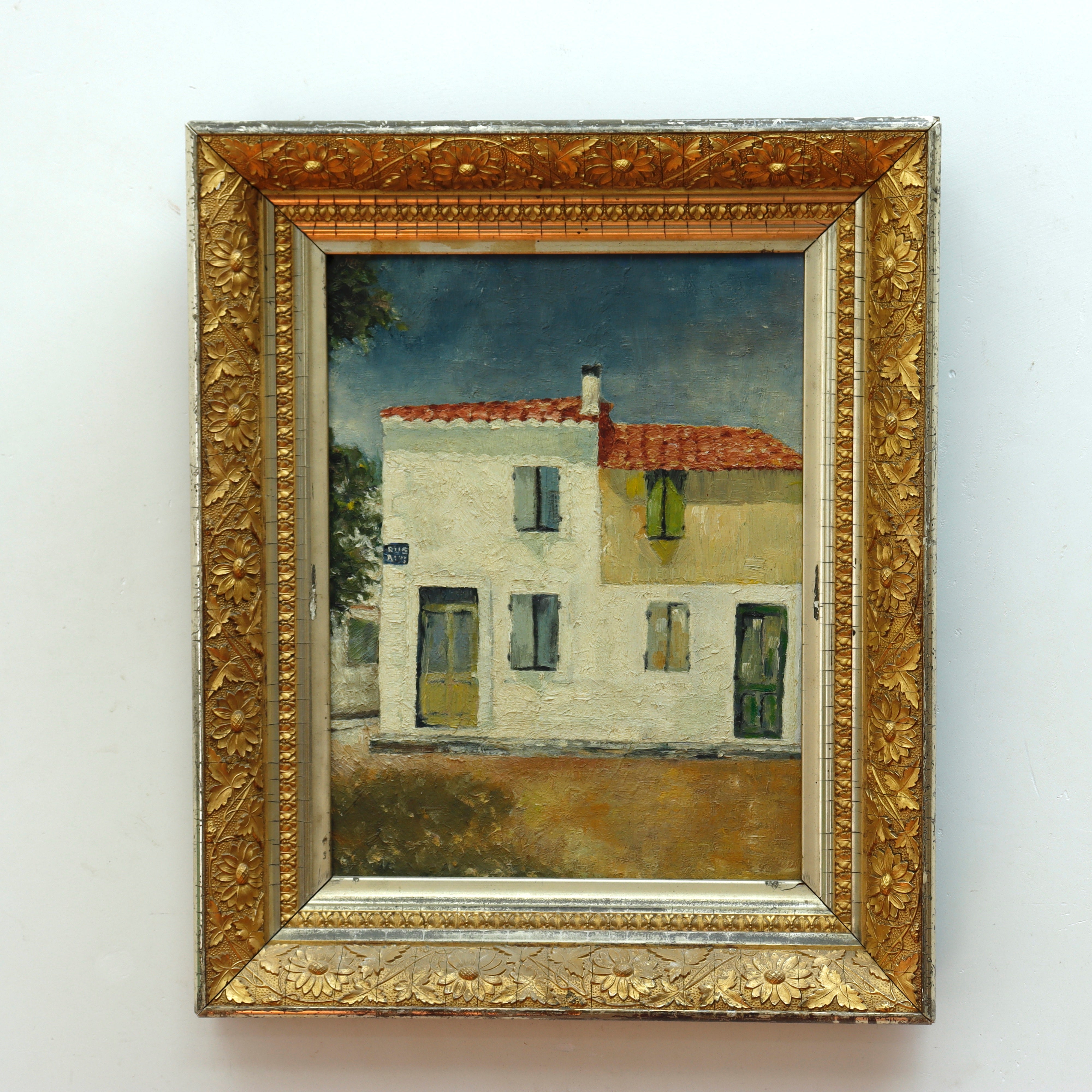 AW069: Antique French School Impressionist Paris Street Scene Oil on Canvas Late 19th Century