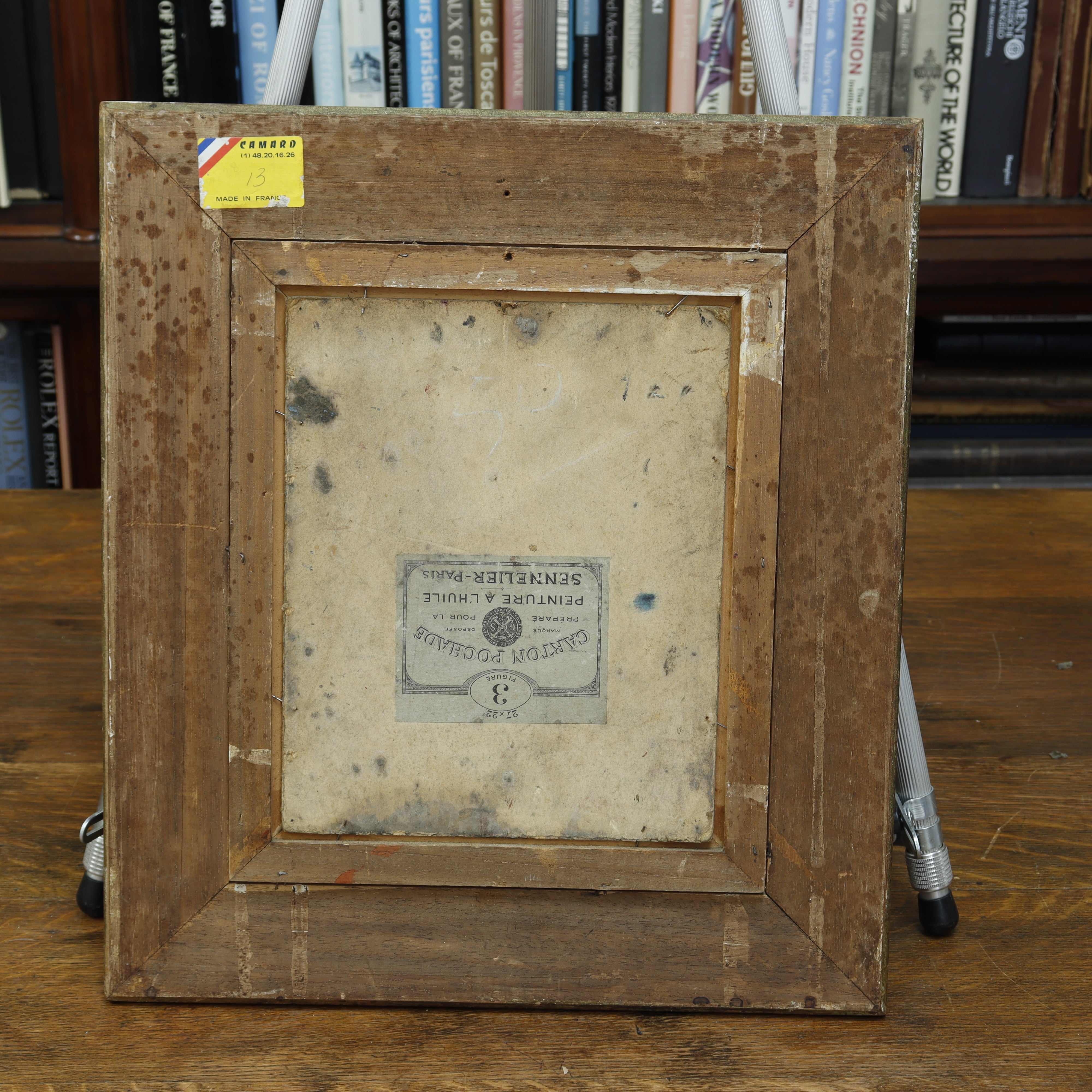 AW084: A. Bauduim French Portrait of Man Smoking Pipe Late 19th Century Oil on Board Painting