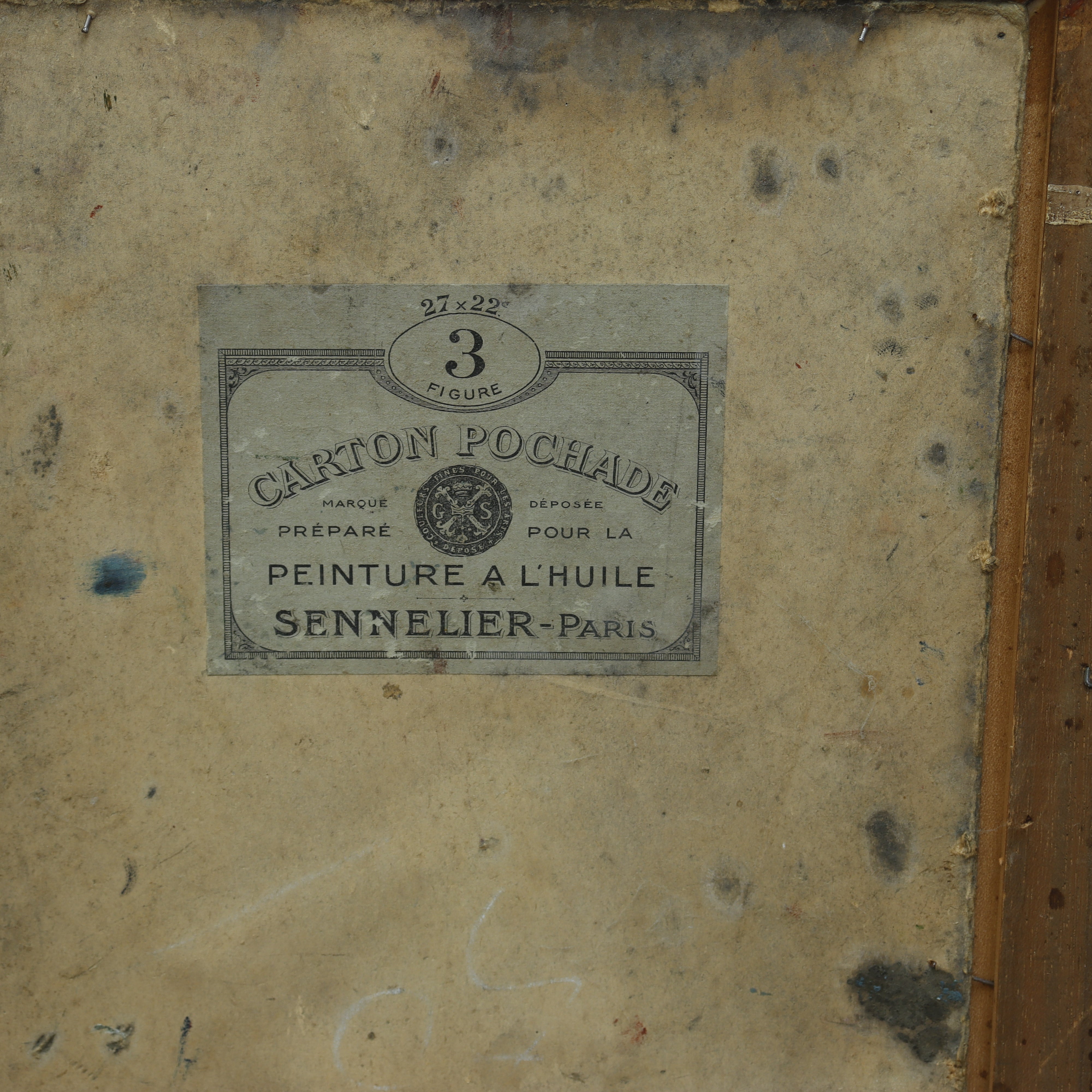 AW084: A. Bauduim French Portrait of Man Smoking Pipe Late 19th Century Oil on Board Painting