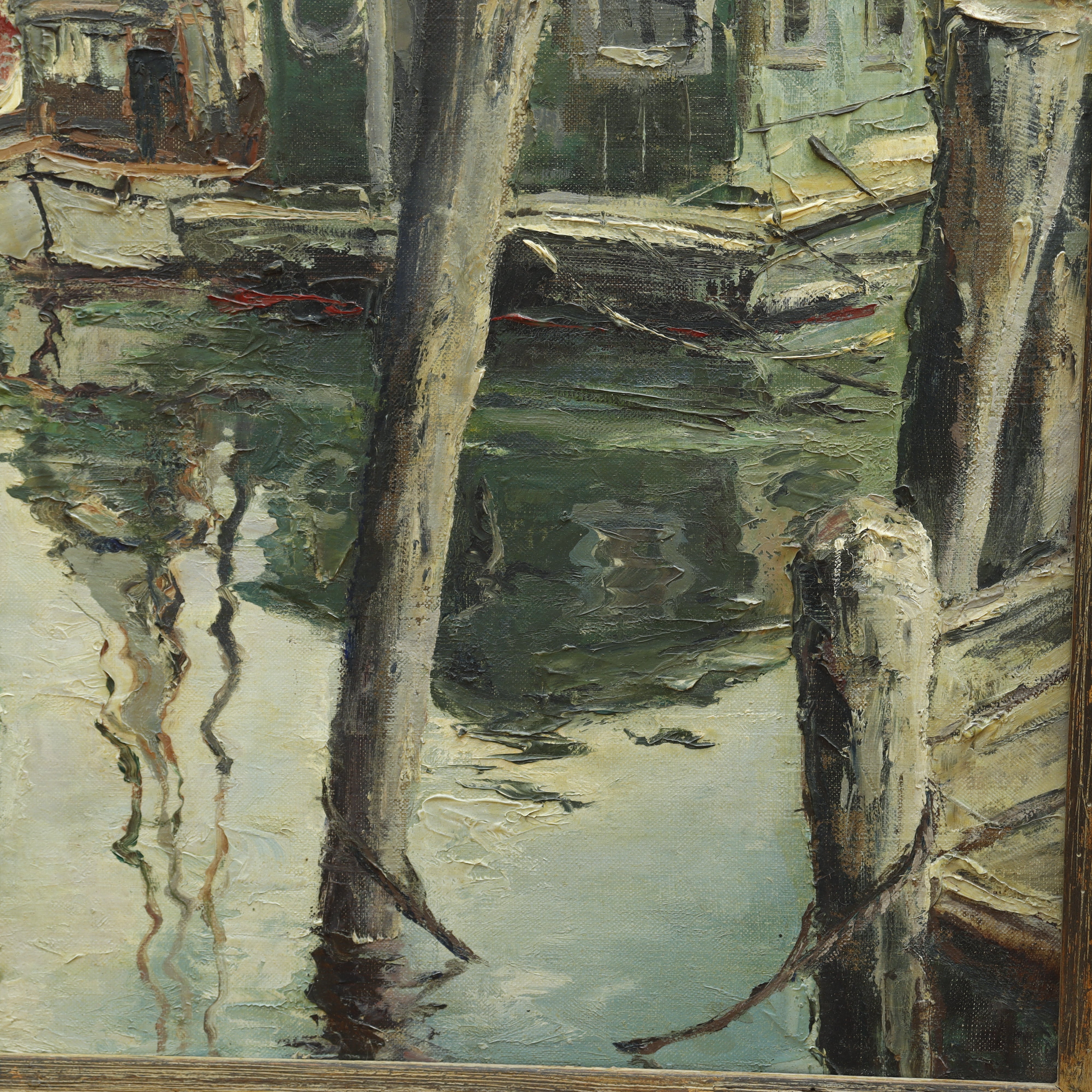 AW080: Joshua Meador "Shanty Boat" Oil on Canvas