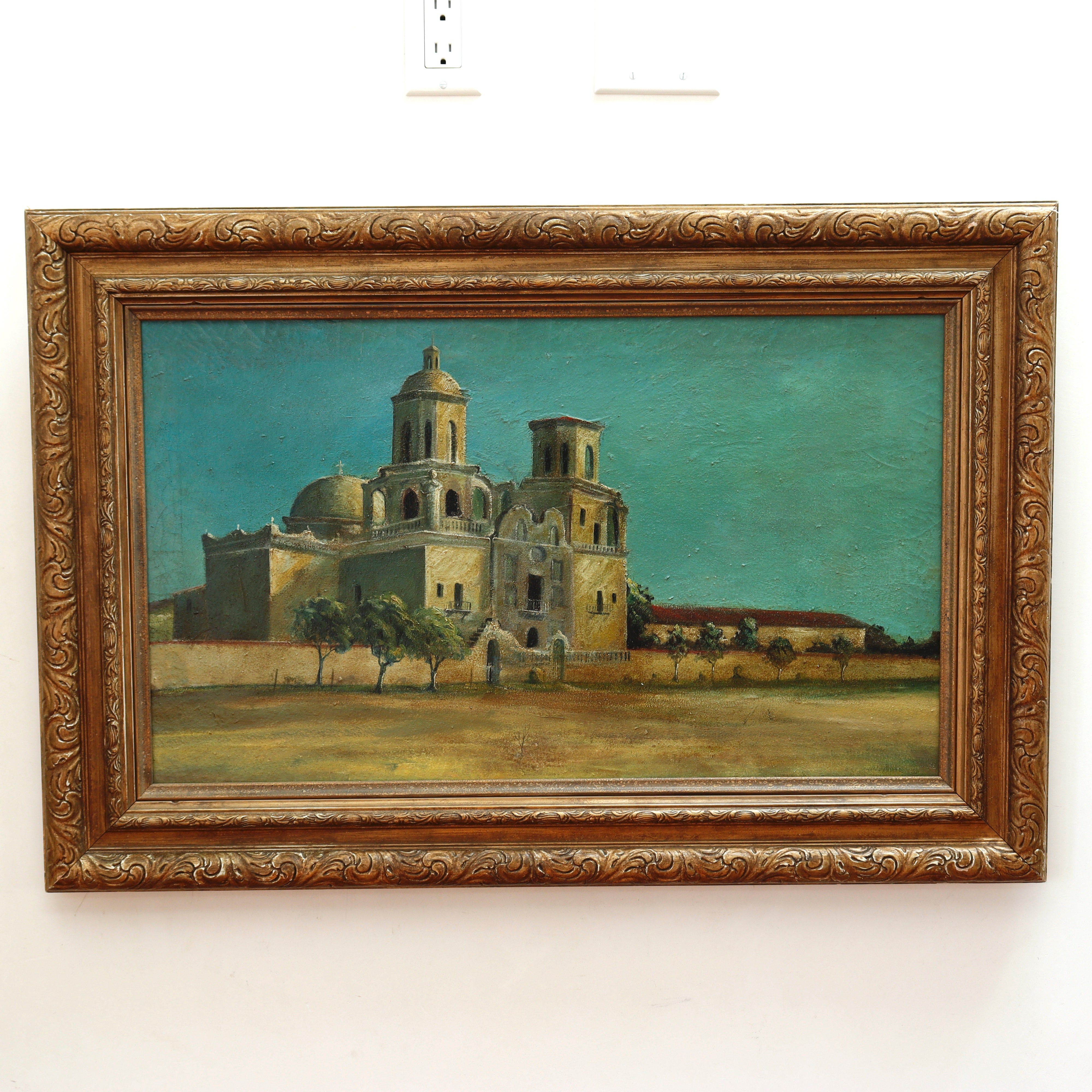 AW036: San Xavier del Bac Mission Tucson, AZ - Oil on Canvas Painting
