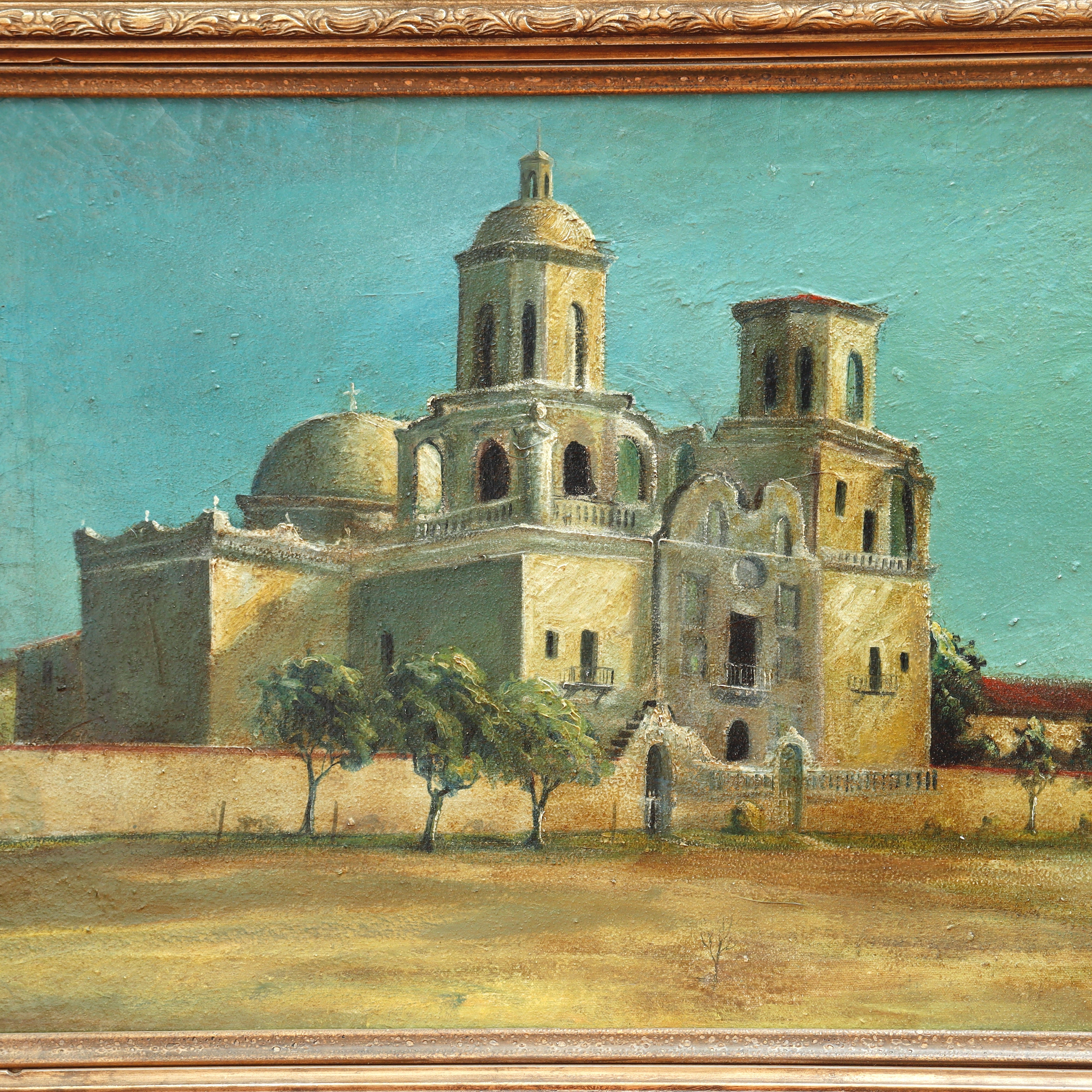 AW036: San Xavier del Bac Mission Tucson, AZ - Oil on Canvas Painting
