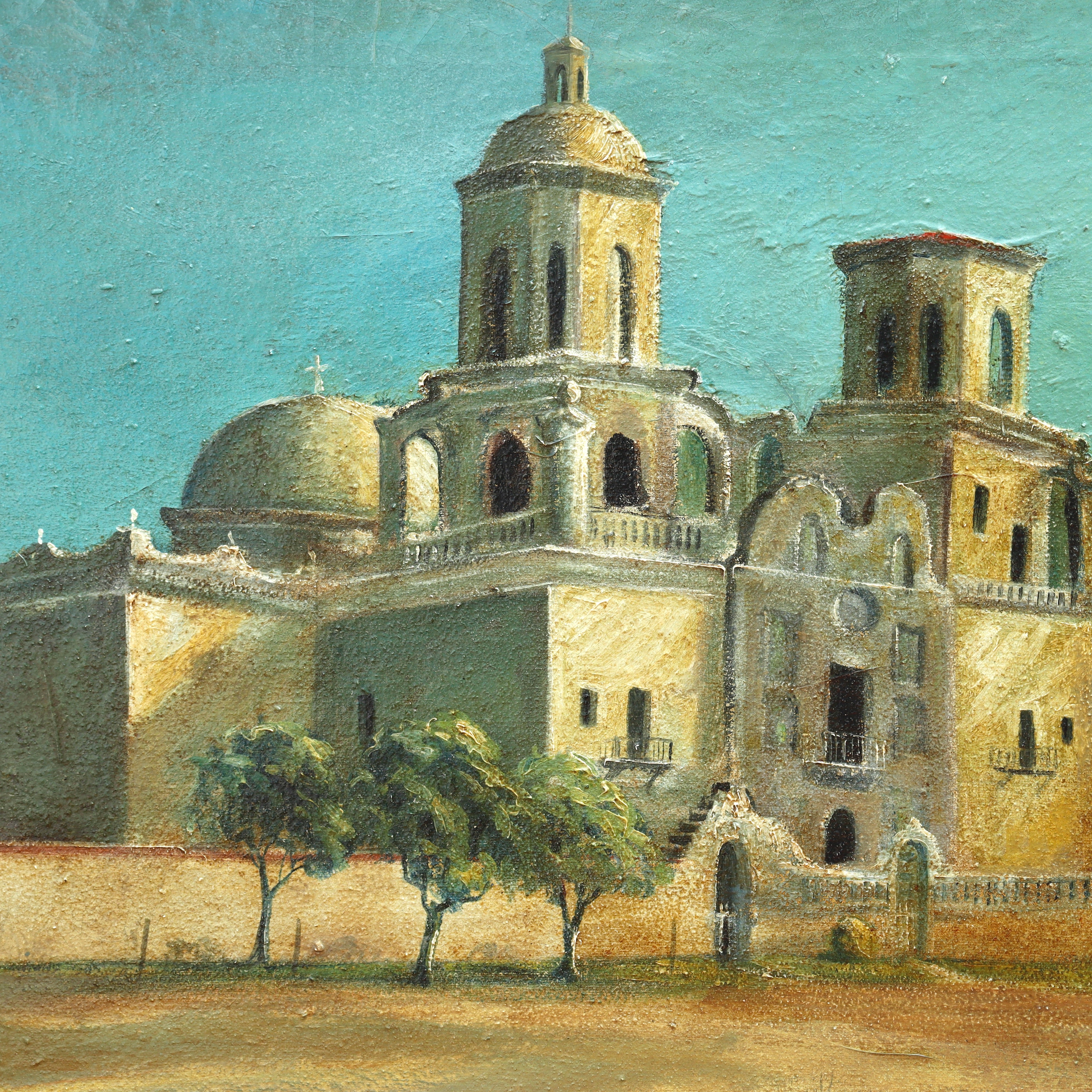AW036: San Xavier del Bac Mission Tucson, AZ - Oil on Canvas Painting
