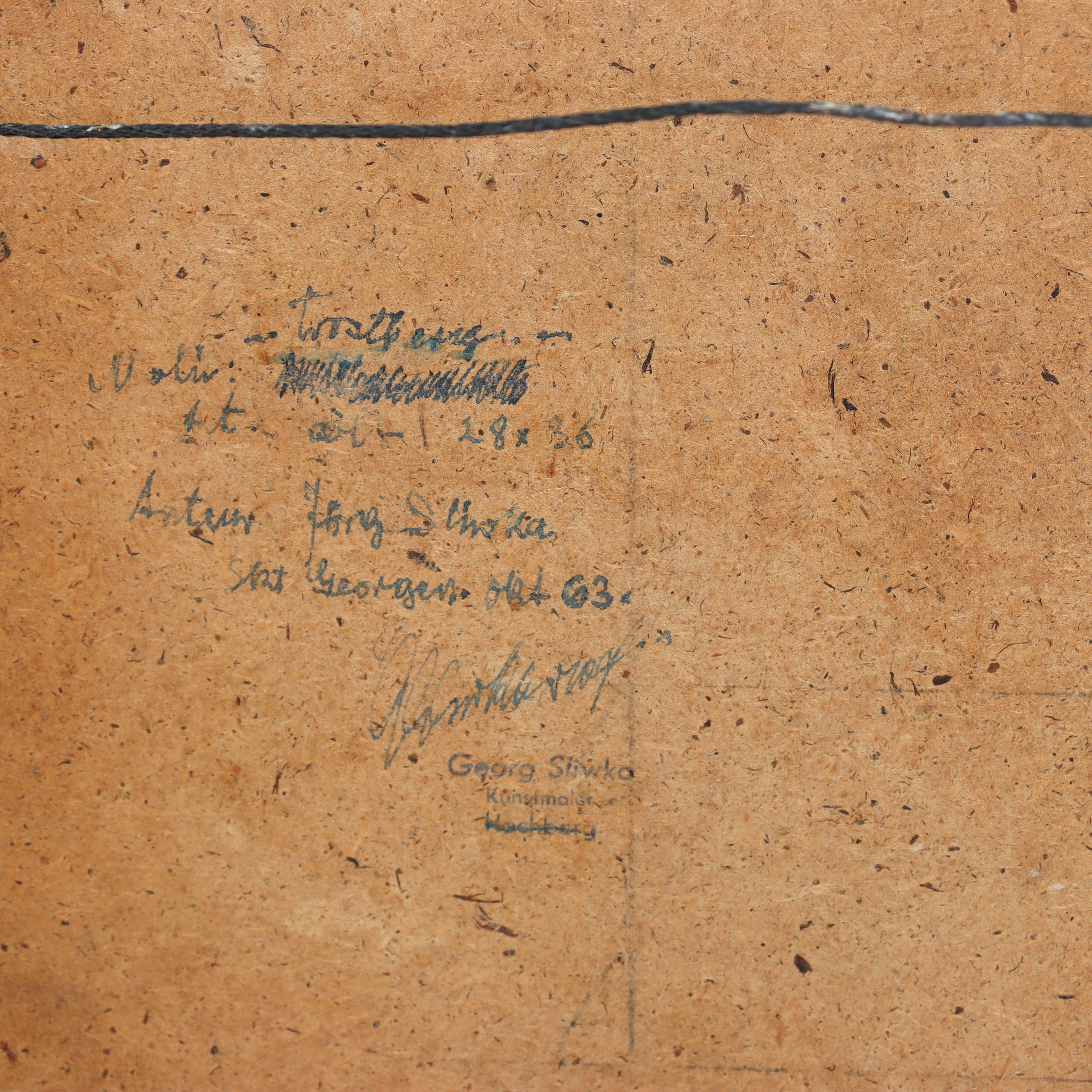 AW091: Georg Sliwka Impressionist European Village Oil on Board Painting Late 19th Century