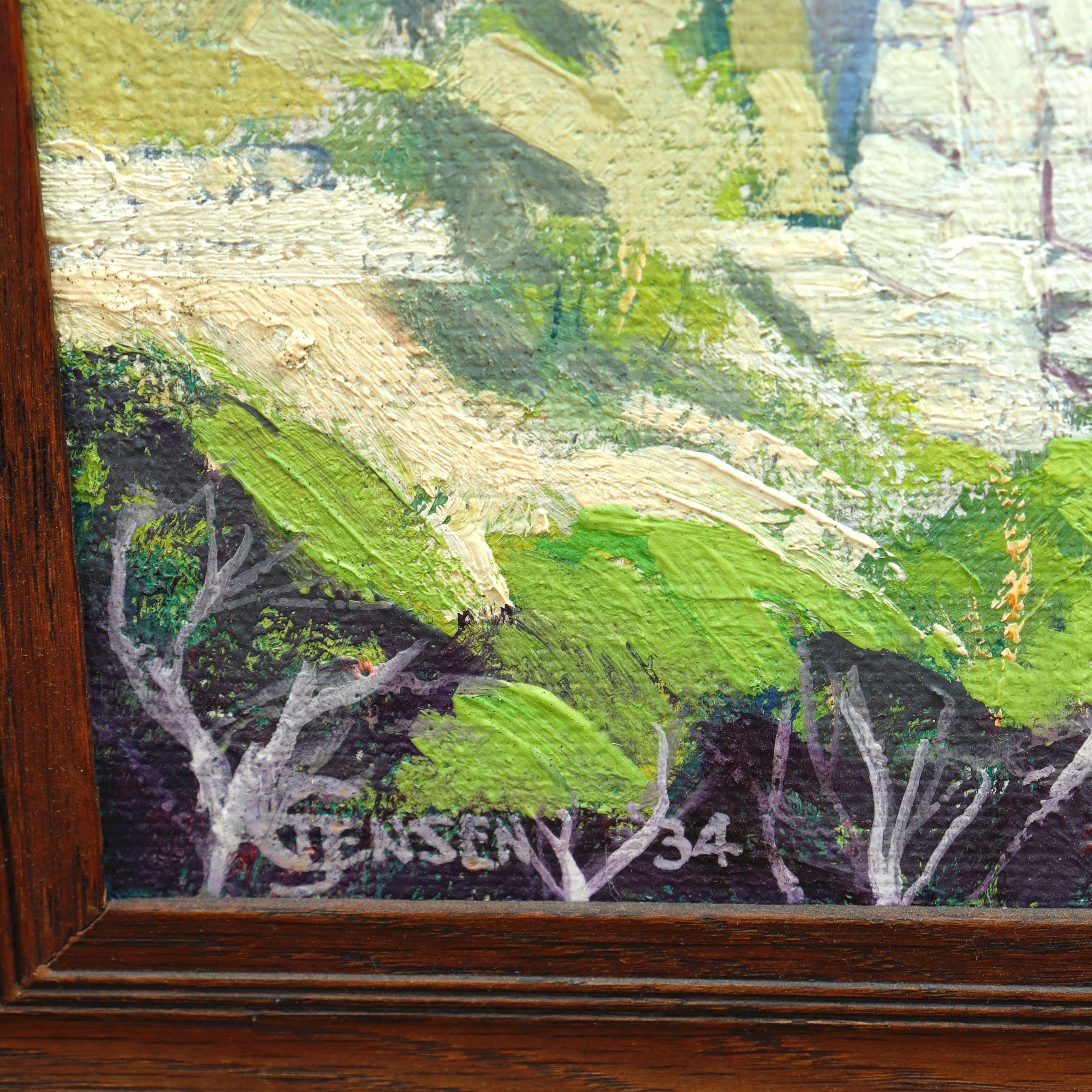 AW098: CT Jensen California Plein Air Oil on Board Painting Circa 1934