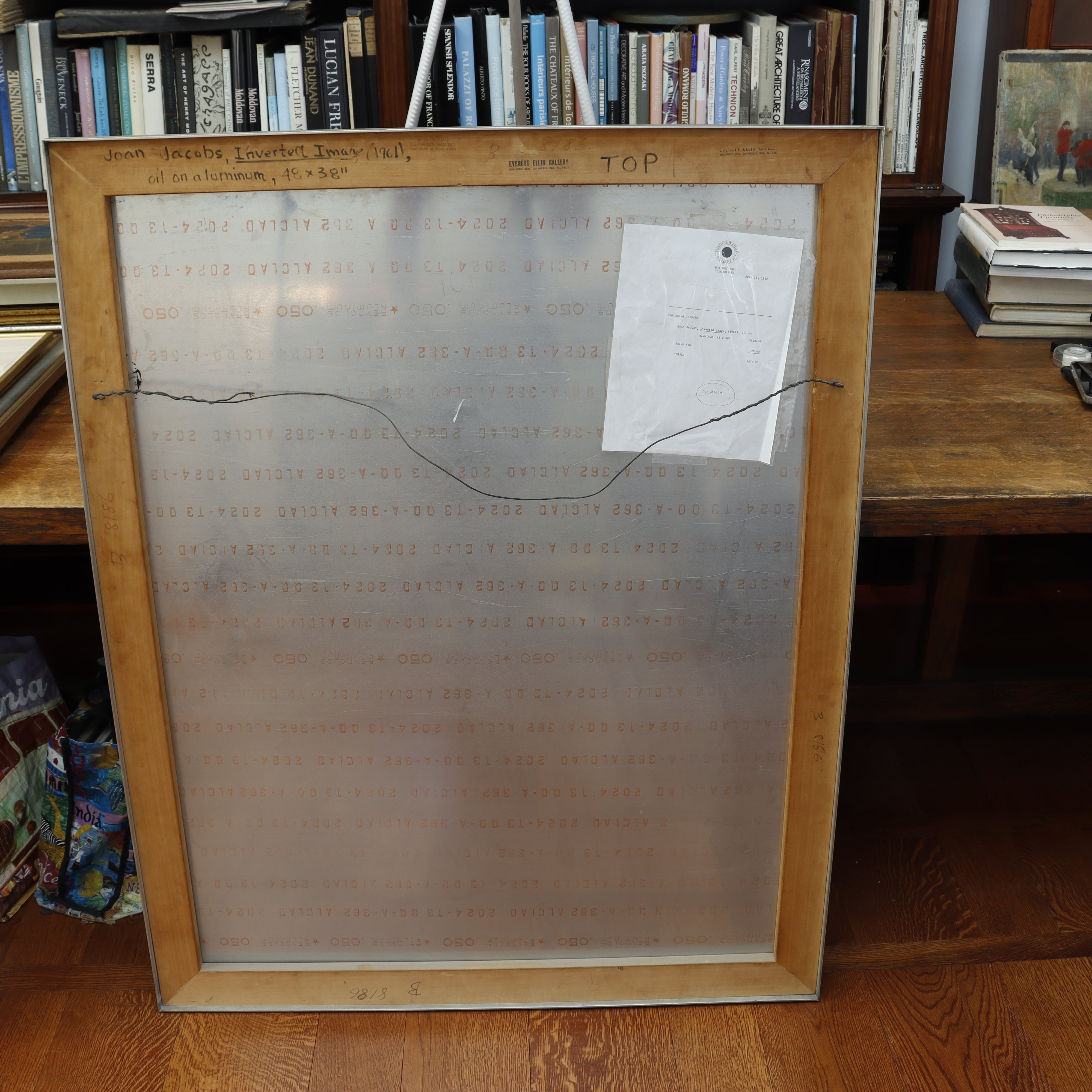 AW129: Joan Jacobs "Inverted Images" Pop Art Oil Painting on Aluminum Panel Circa 1961