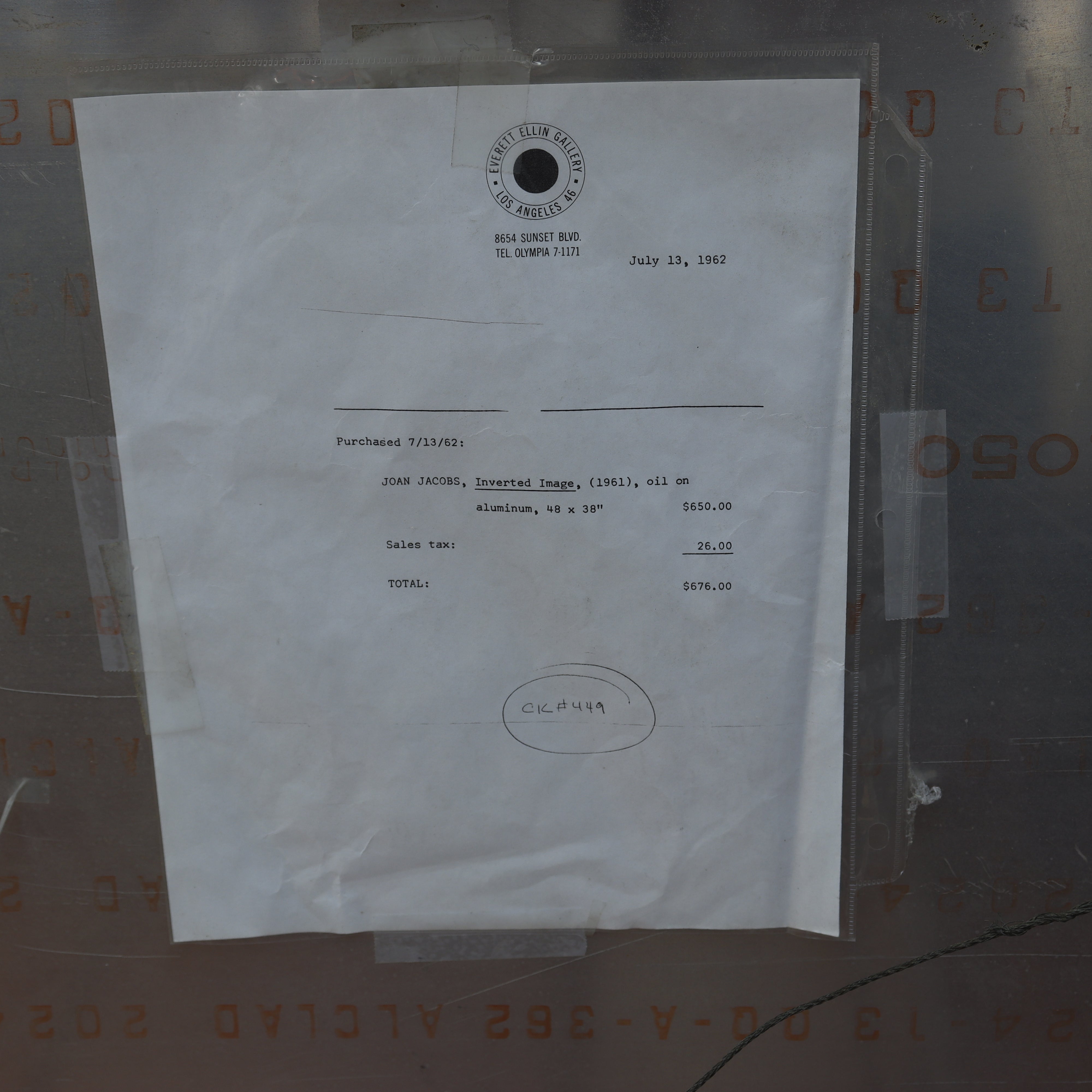 AW129: Joan Jacobs "Inverted Images" Pop Art Oil Painting on Aluminum Panel Circa 1961