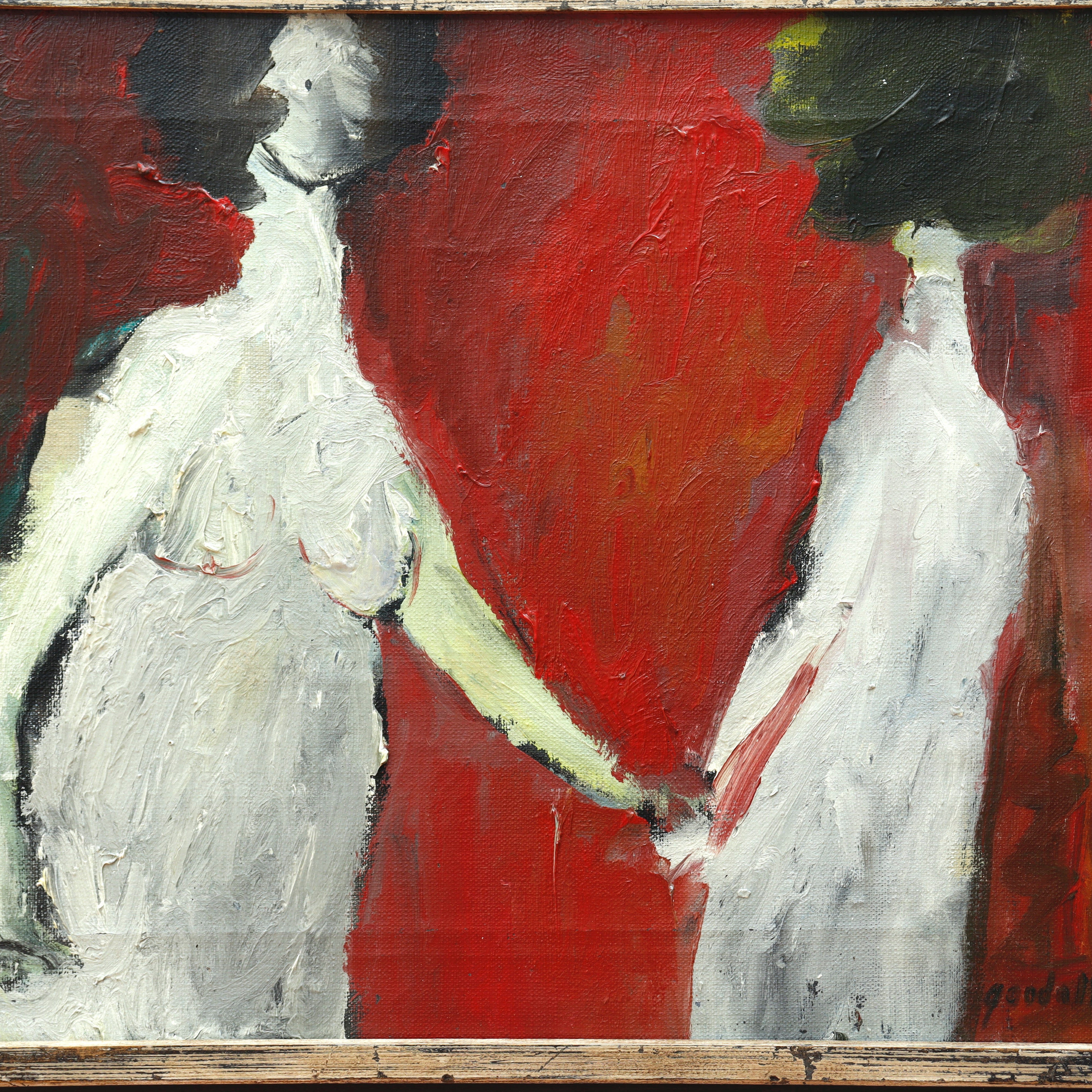 AW137: Modernist Oil on Canvas Painting "Sisters"
