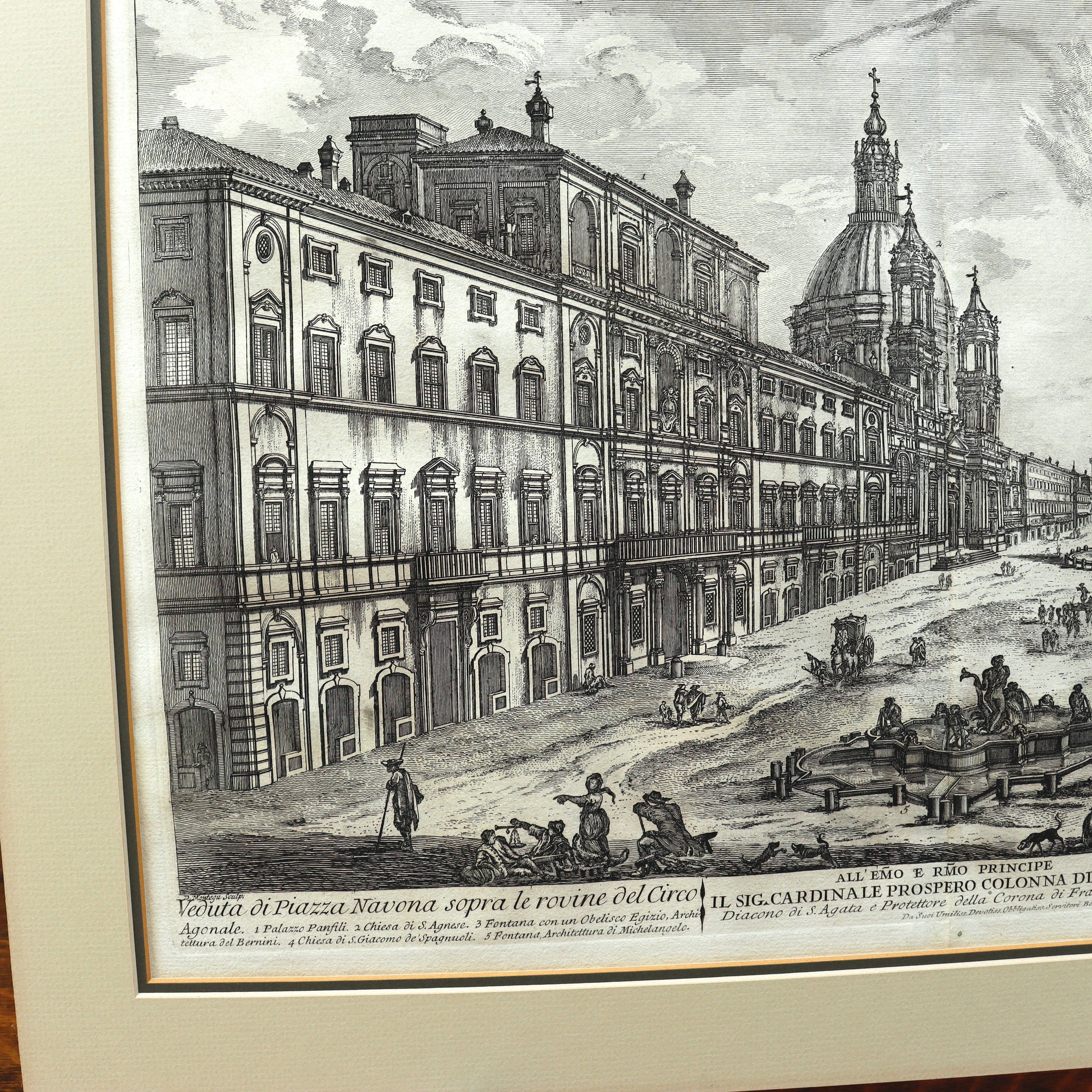AW7-085: Jean Barbault Etching Views of Rome - Veduta di Piazza Navona Circa 1761