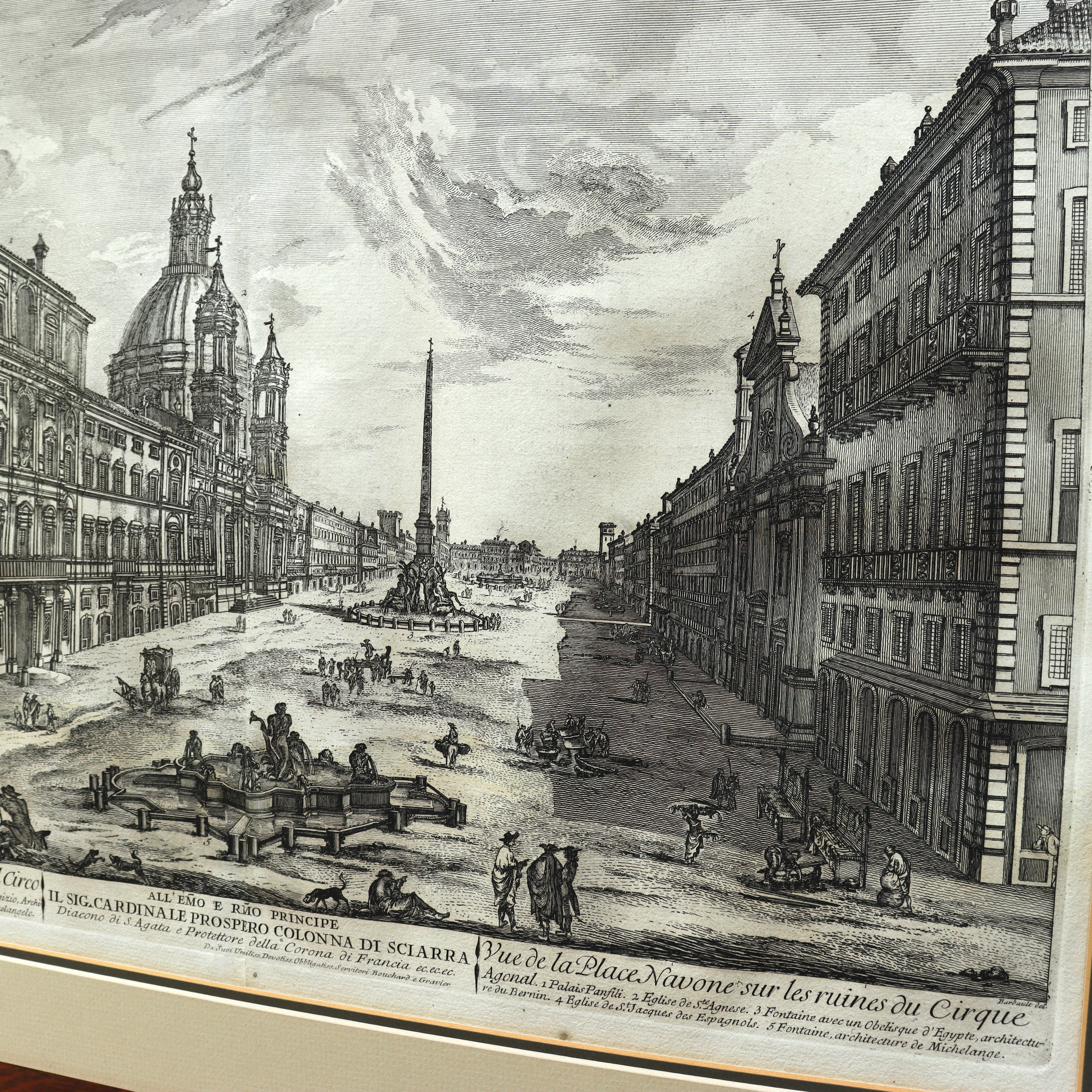 AW7-085: Jean Barbault Etching Views of Rome - Veduta di Piazza Navona Circa 1761