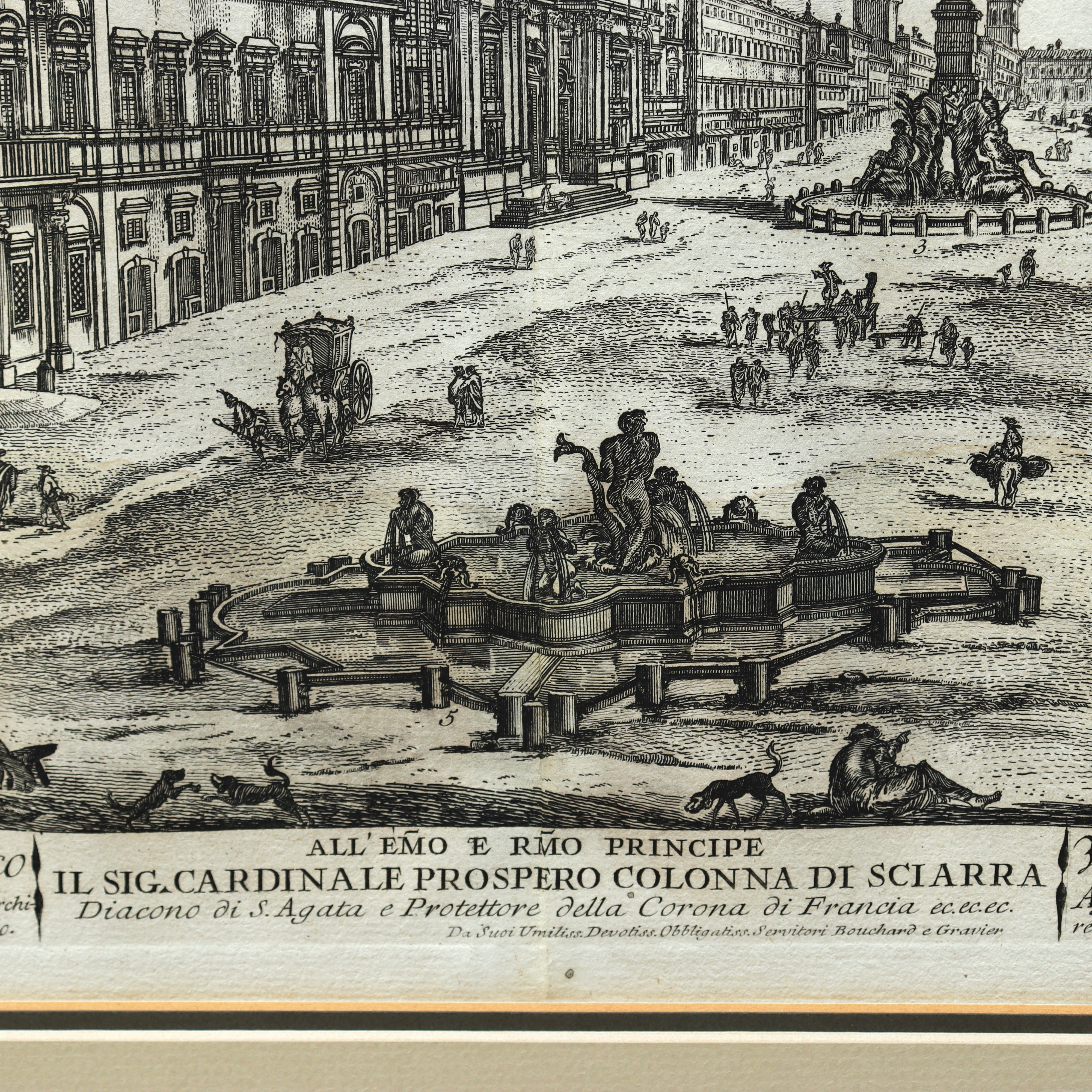 AW7-085: Jean Barbault Etching Views of Rome - Veduta di Piazza Navona Circa 1761