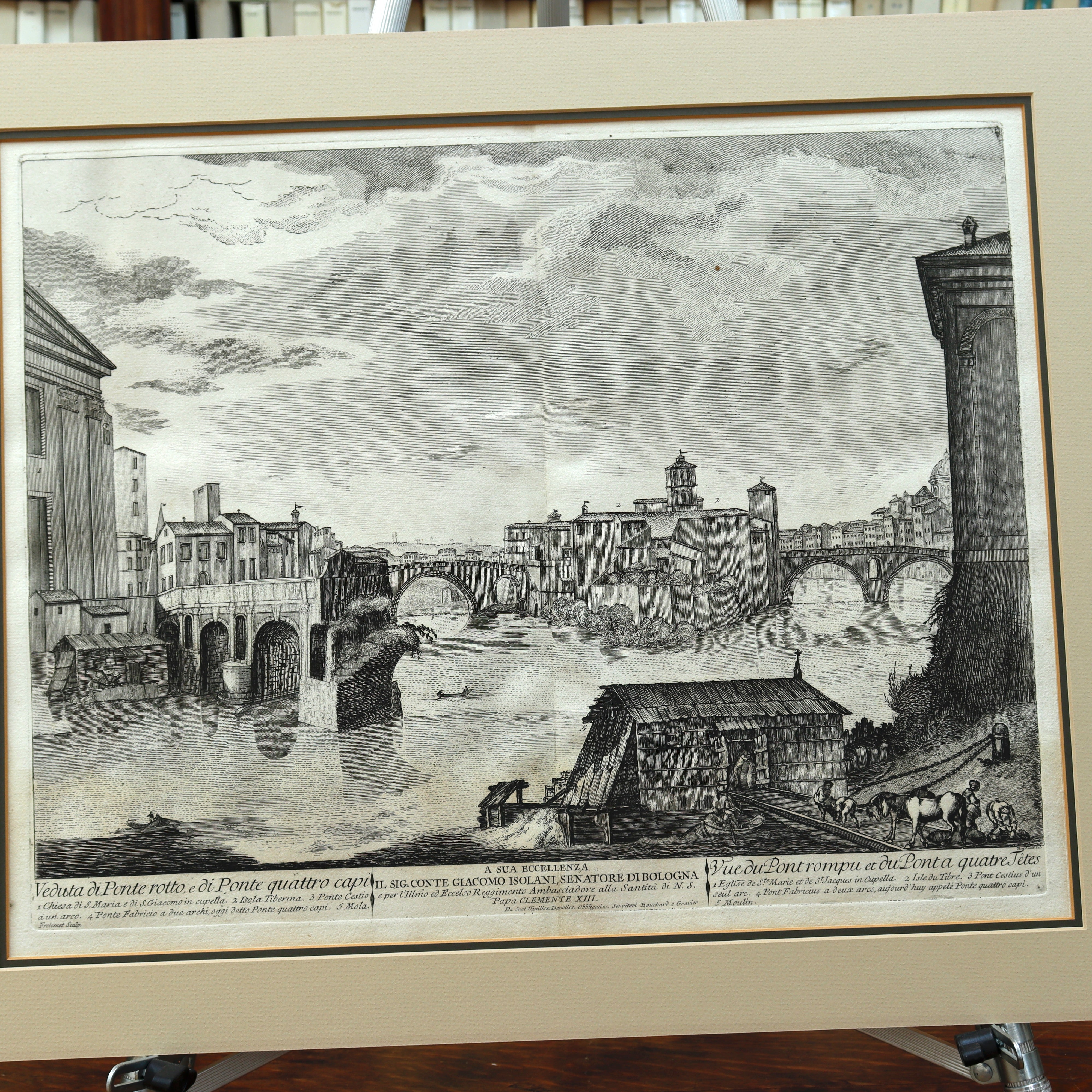 AW7-086: Jean Barbault Etching Views of Rome - Veduta di Ponte rotto, e di Ponte quattro capi Circa 1761