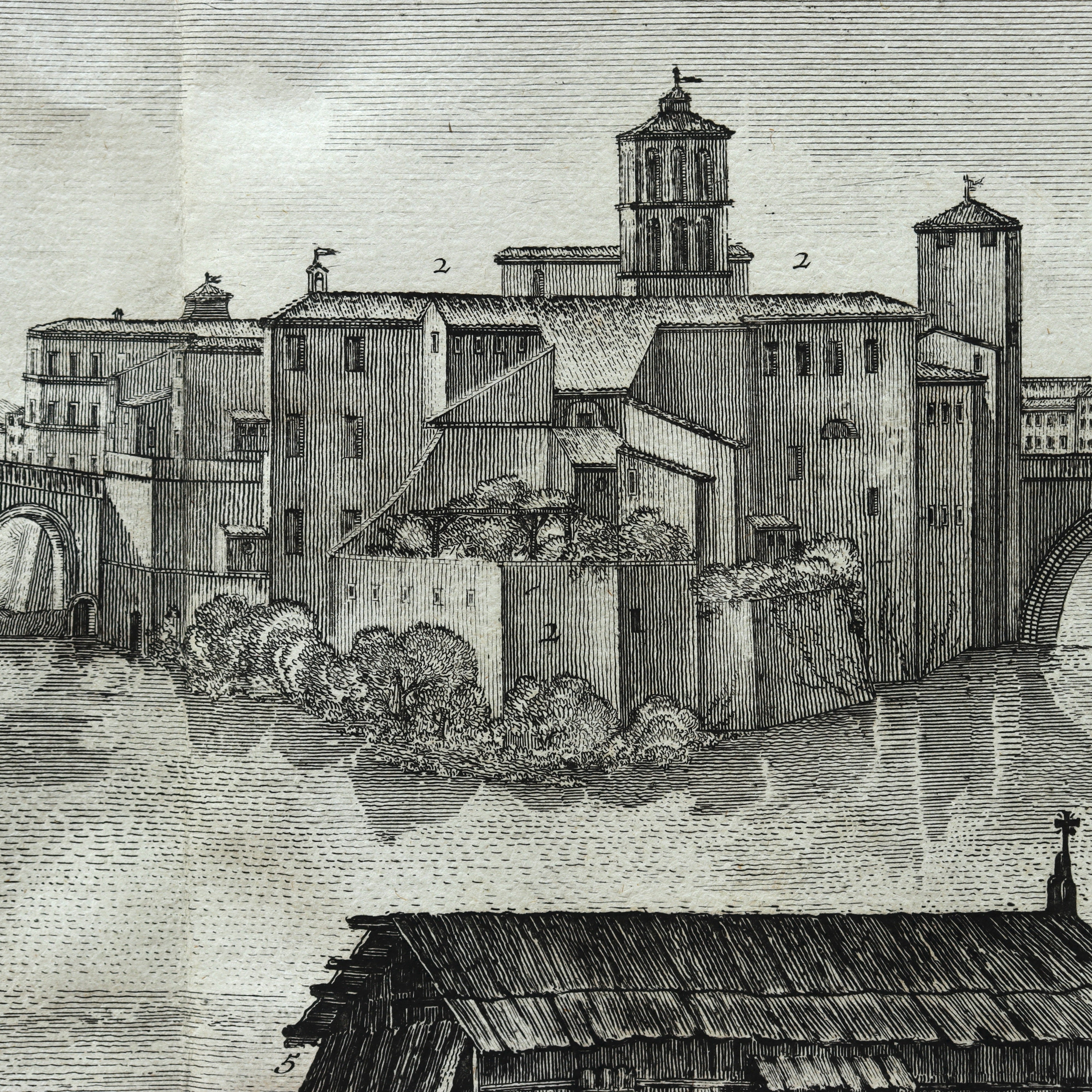 AW7-086: Jean Barbault Etching Views of Rome - Veduta di Ponte rotto, e di Ponte quattro capi Circa 1761