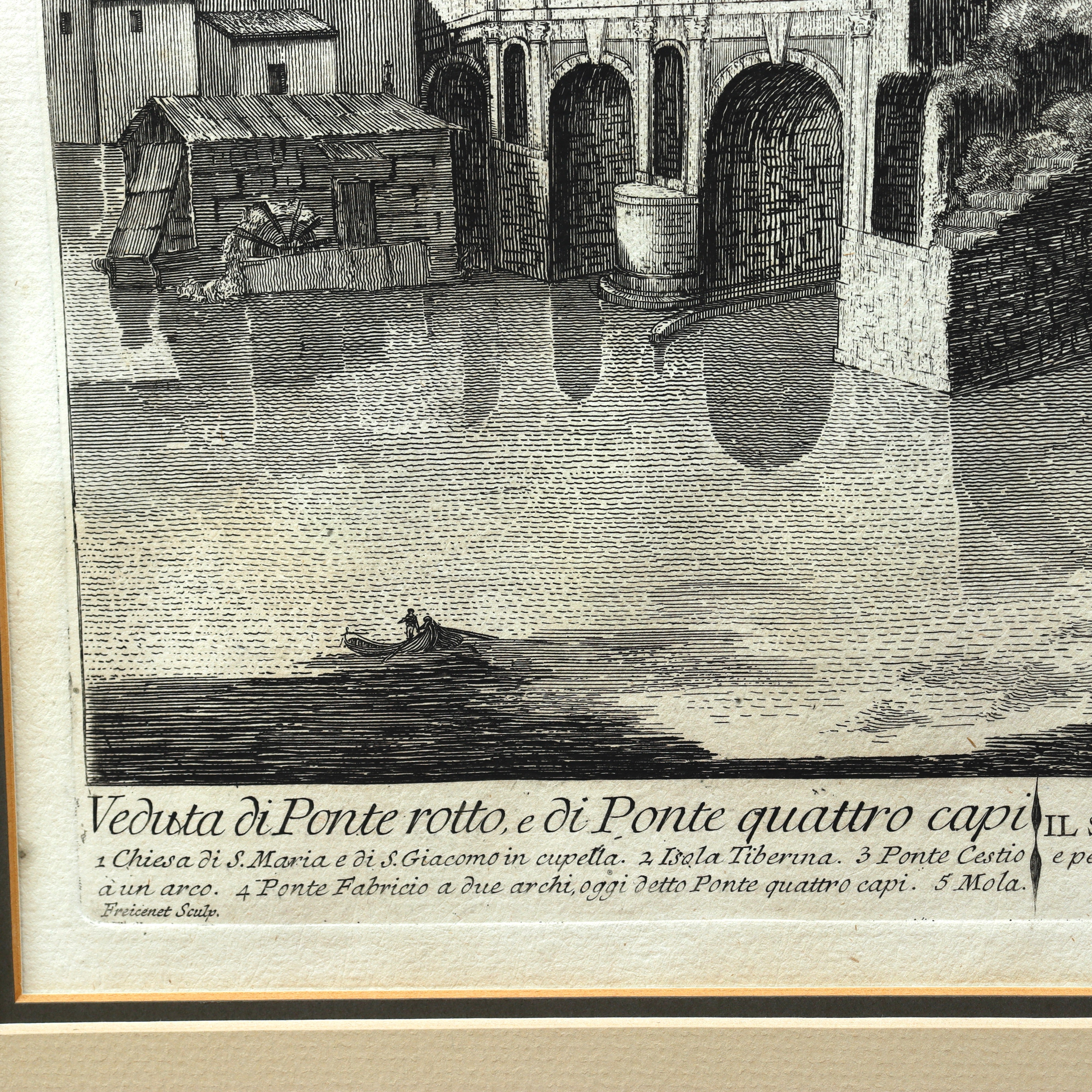 AW7-086: Jean Barbault Etching Views of Rome - Veduta di Ponte rotto, e di Ponte quattro capi Circa 1761