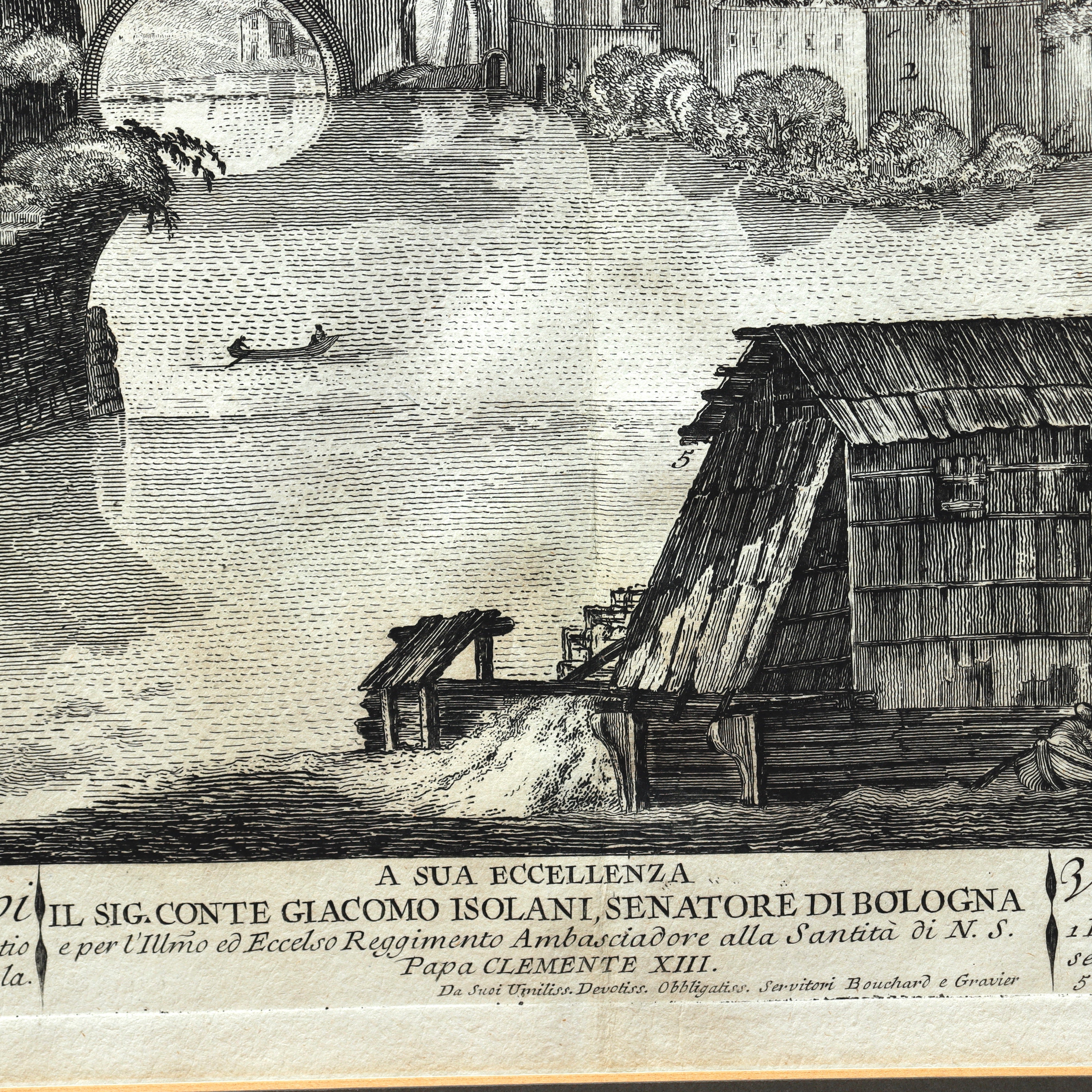 AW7-086: Jean Barbault Etching Views of Rome - Veduta di Ponte rotto, e di Ponte quattro capi Circa 1761