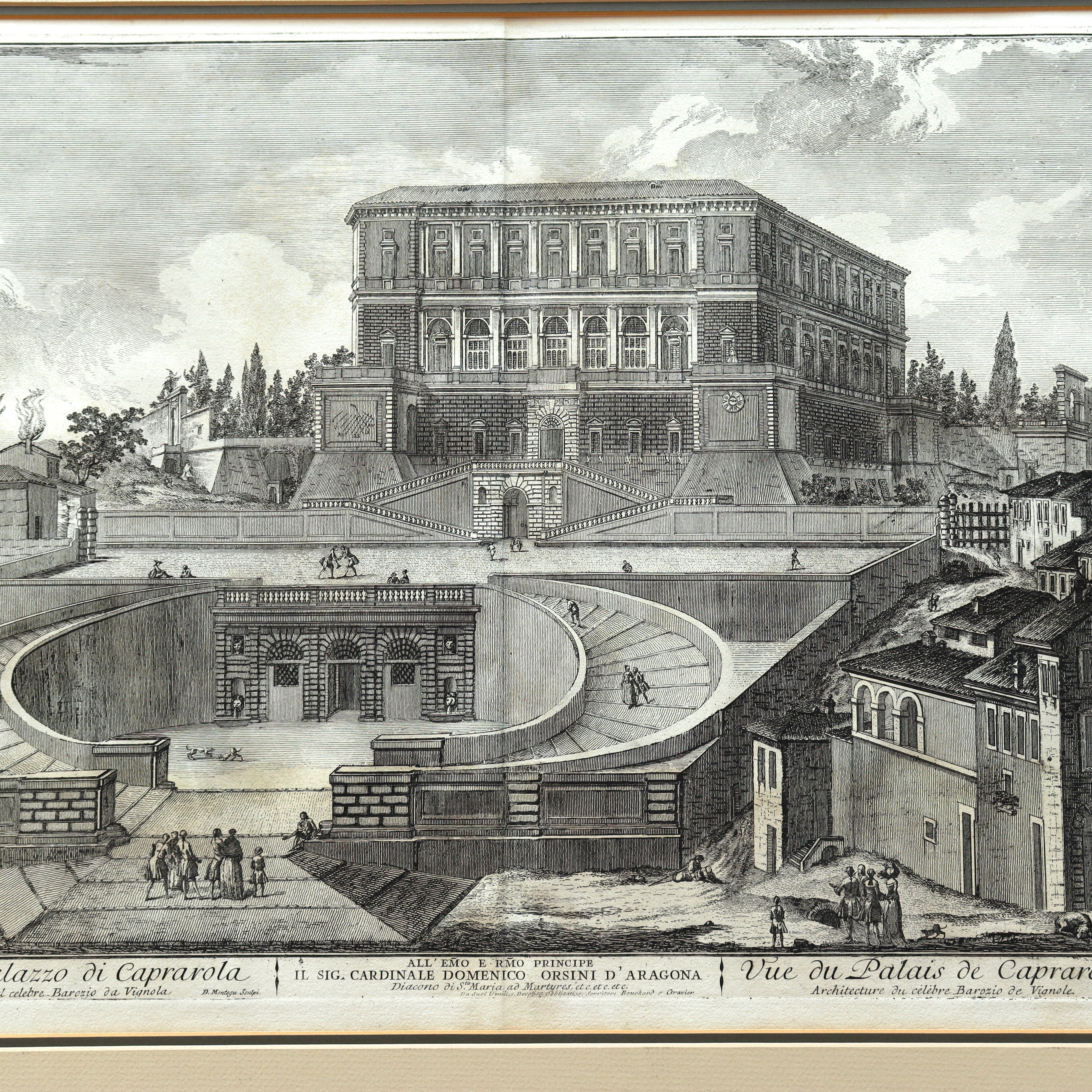 AW7-089: Jean Barbault Etching Views of Rome - Veduta del Palazzo di Caprarola (View of the Caprarola Palace) Circa 1761