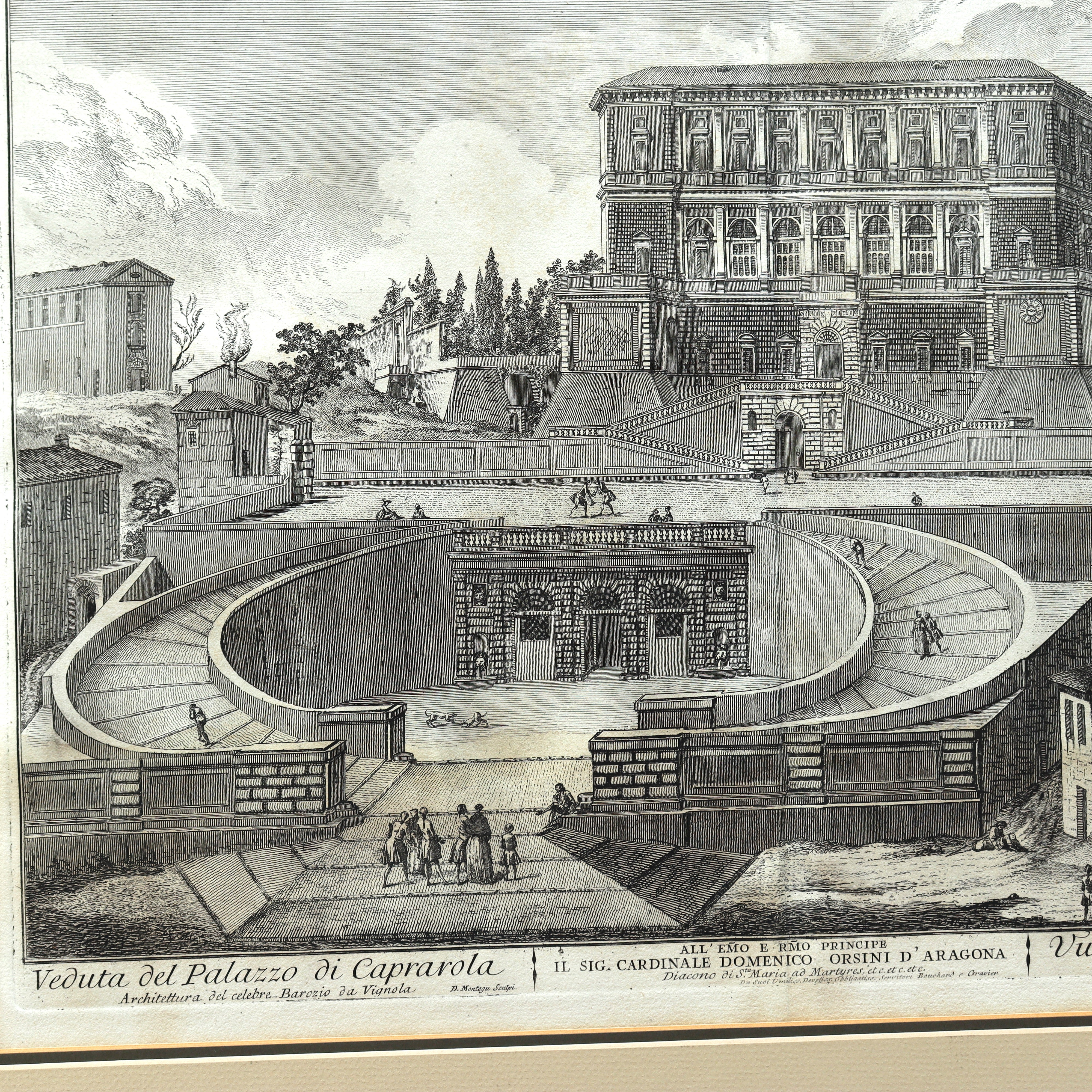 AW7-089: Jean Barbault Etching Views of Rome - Veduta del Palazzo di Caprarola (View of the Caprarola Palace) Circa 1761