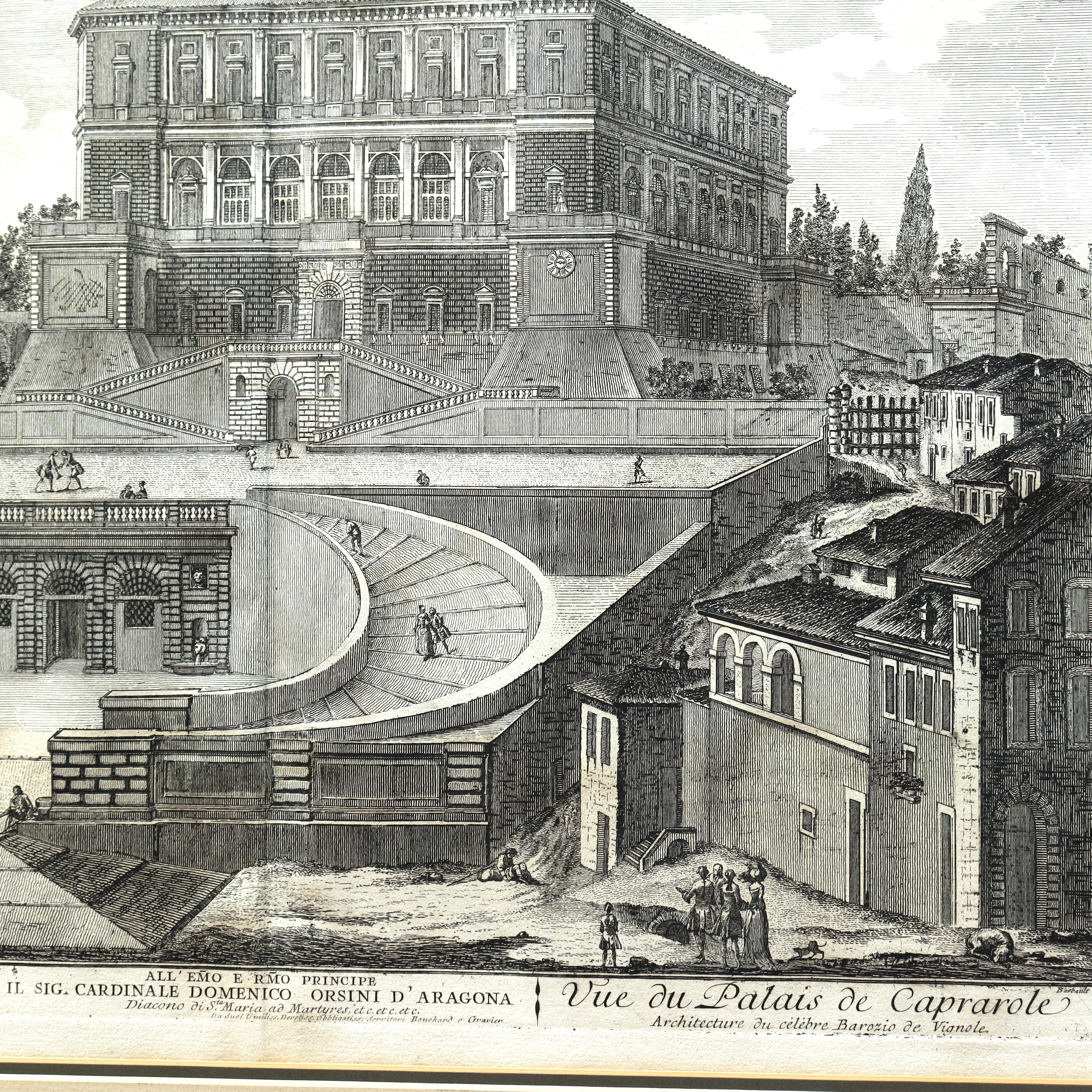 AW7-089: Jean Barbault Etching Views of Rome - Veduta del Palazzo di Caprarola (View of the Caprarola Palace) Circa 1761