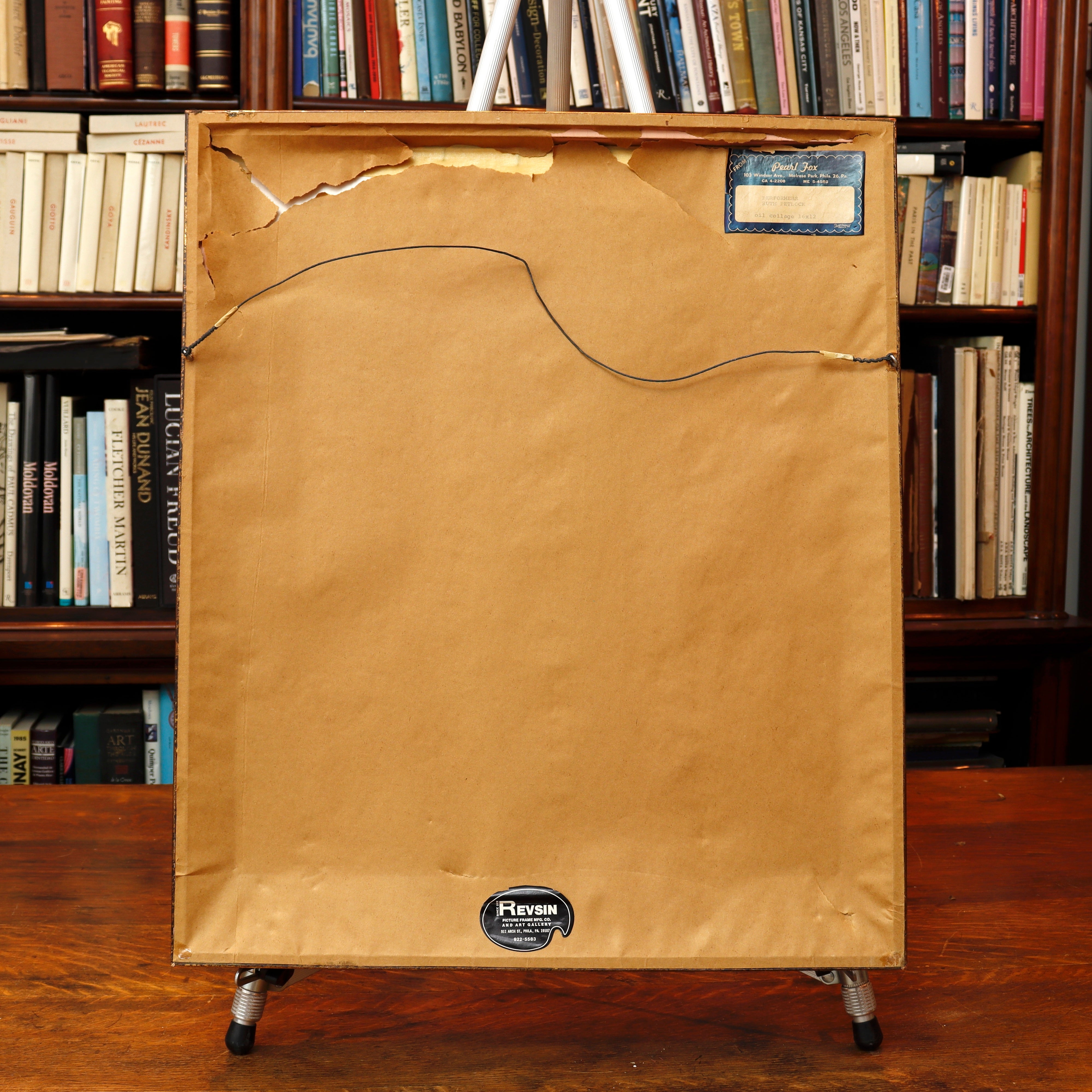 AW13-019: Ruth Petlock "Performers" Mid Century Modern Oil Collage Mixed Media Painting