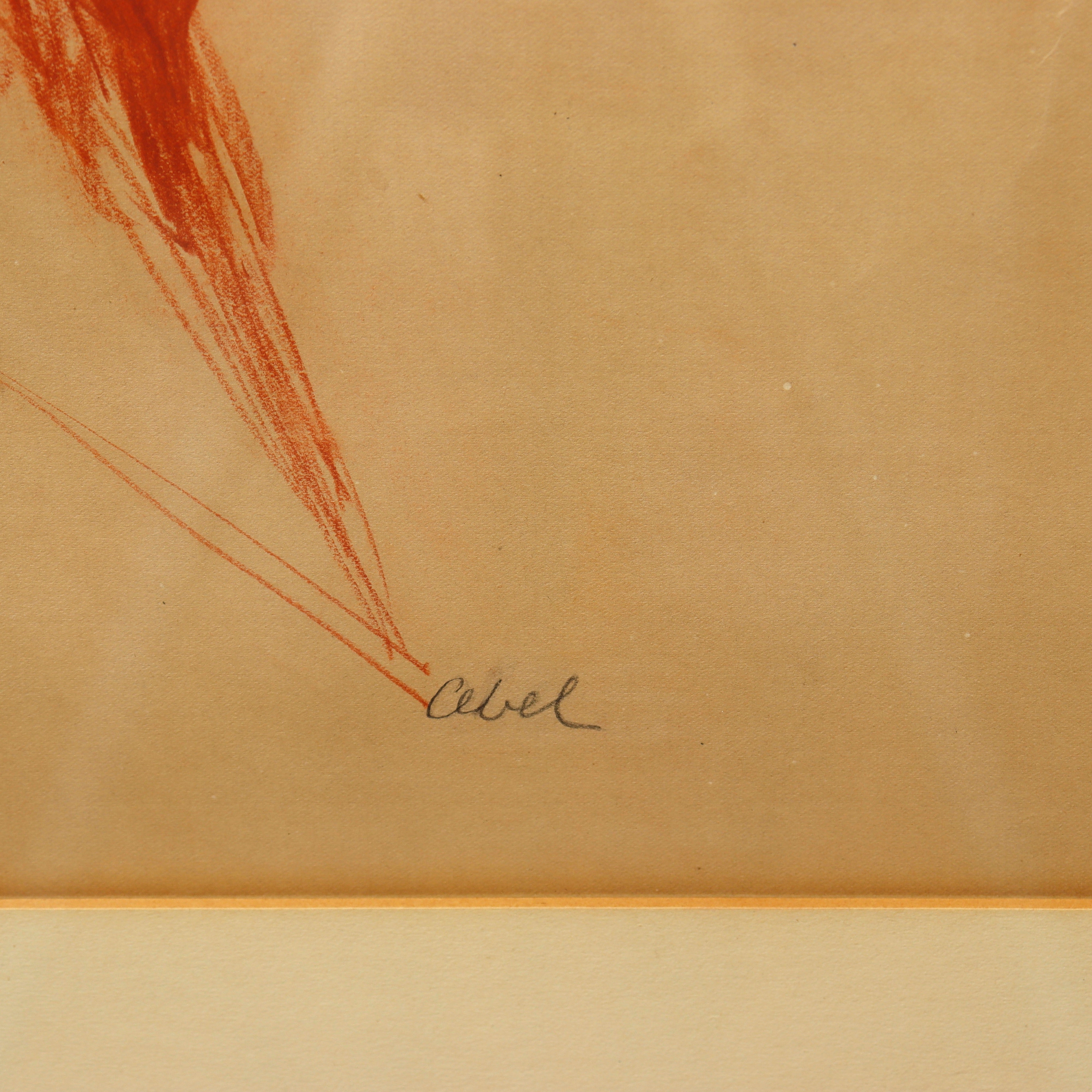 AW5-020: Myer Abel "Head of Man" Red Charcoal Drawing Early 20th Century