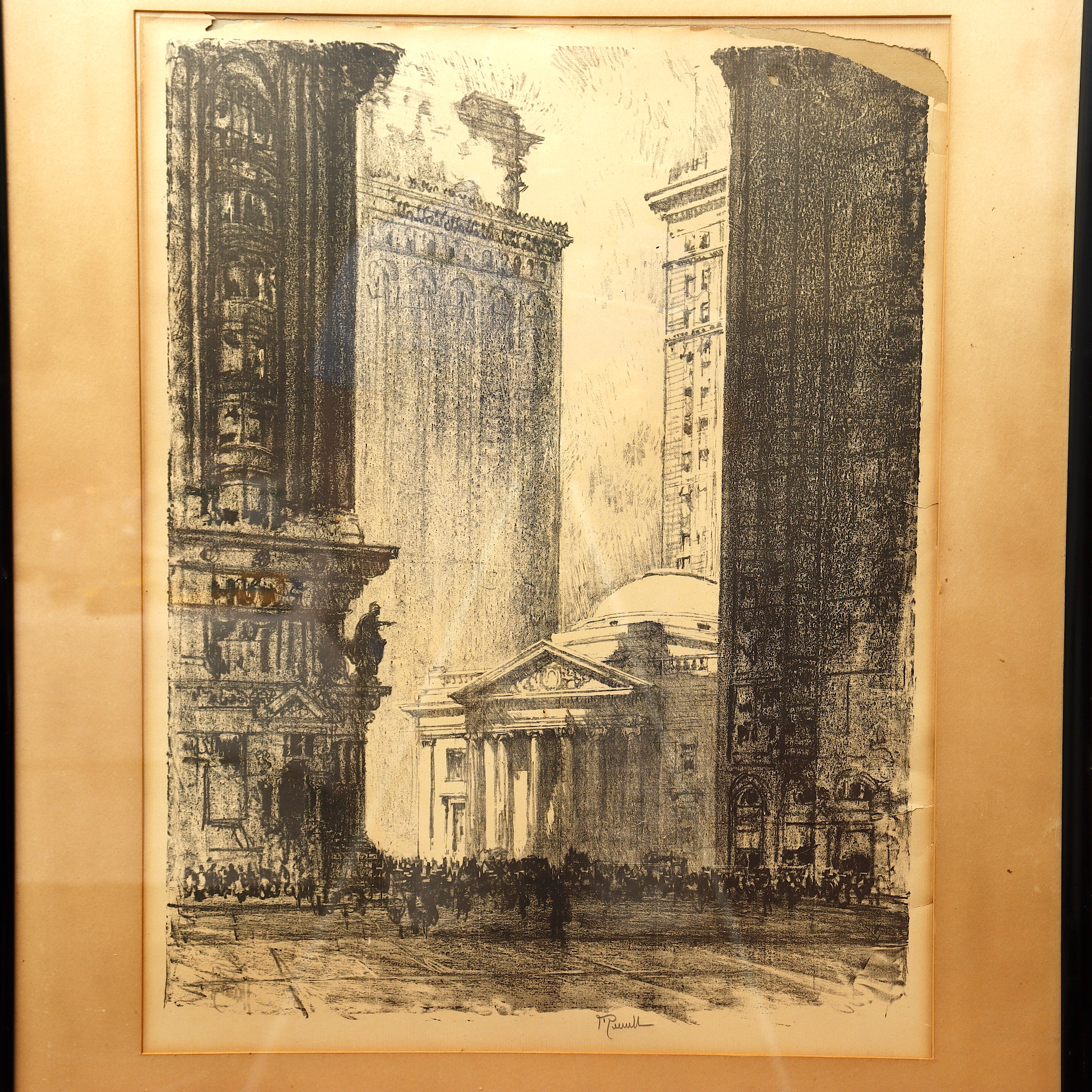 AW8-017: Joseph Pennell Original Lithograph of the Girard Trust Co. Philadelphia