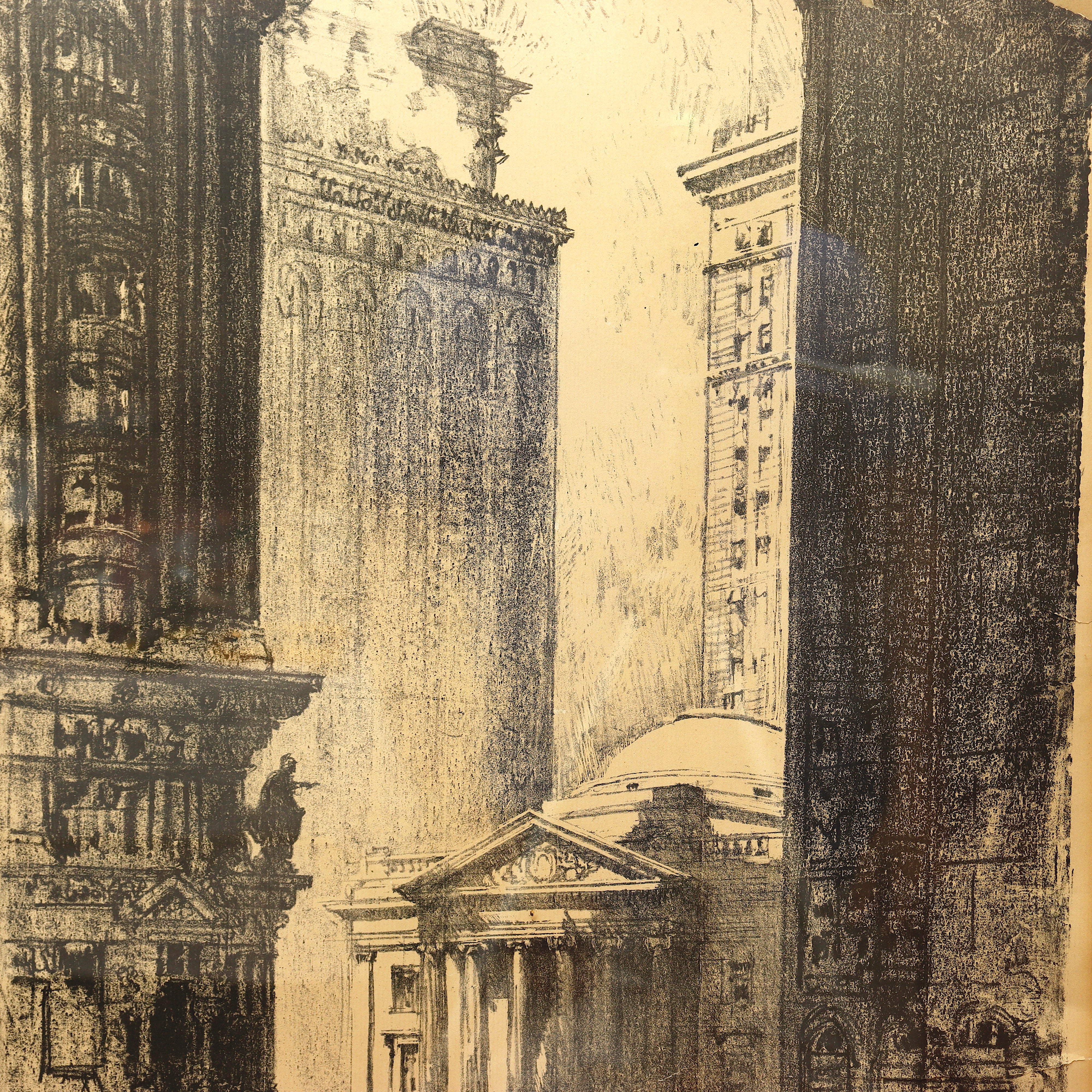 AW8-017: Joseph Pennell Original Lithograph of the Girard Trust Co. Philadelphia